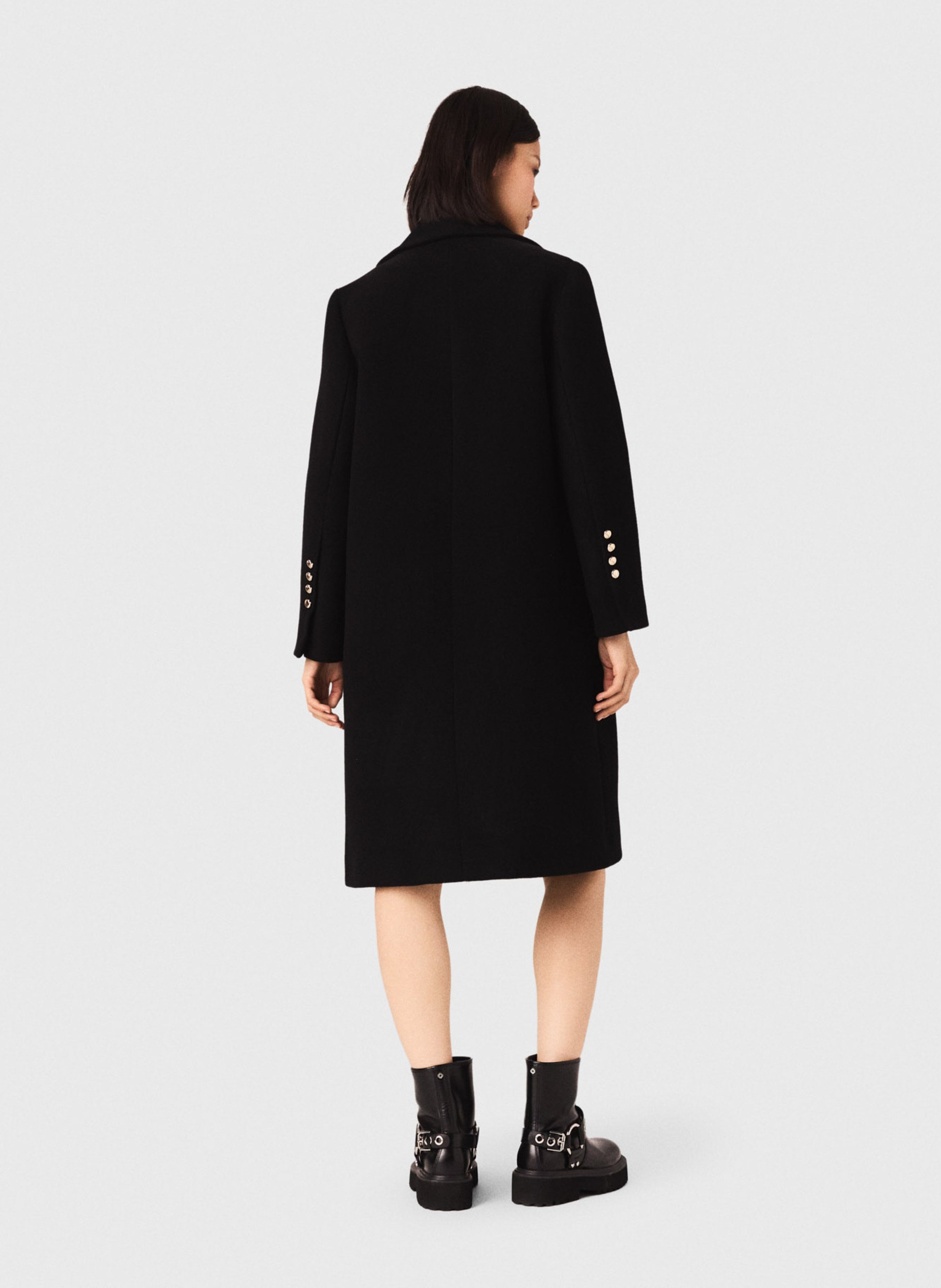 Manteau col classique en laine mélangée MAJE Noir