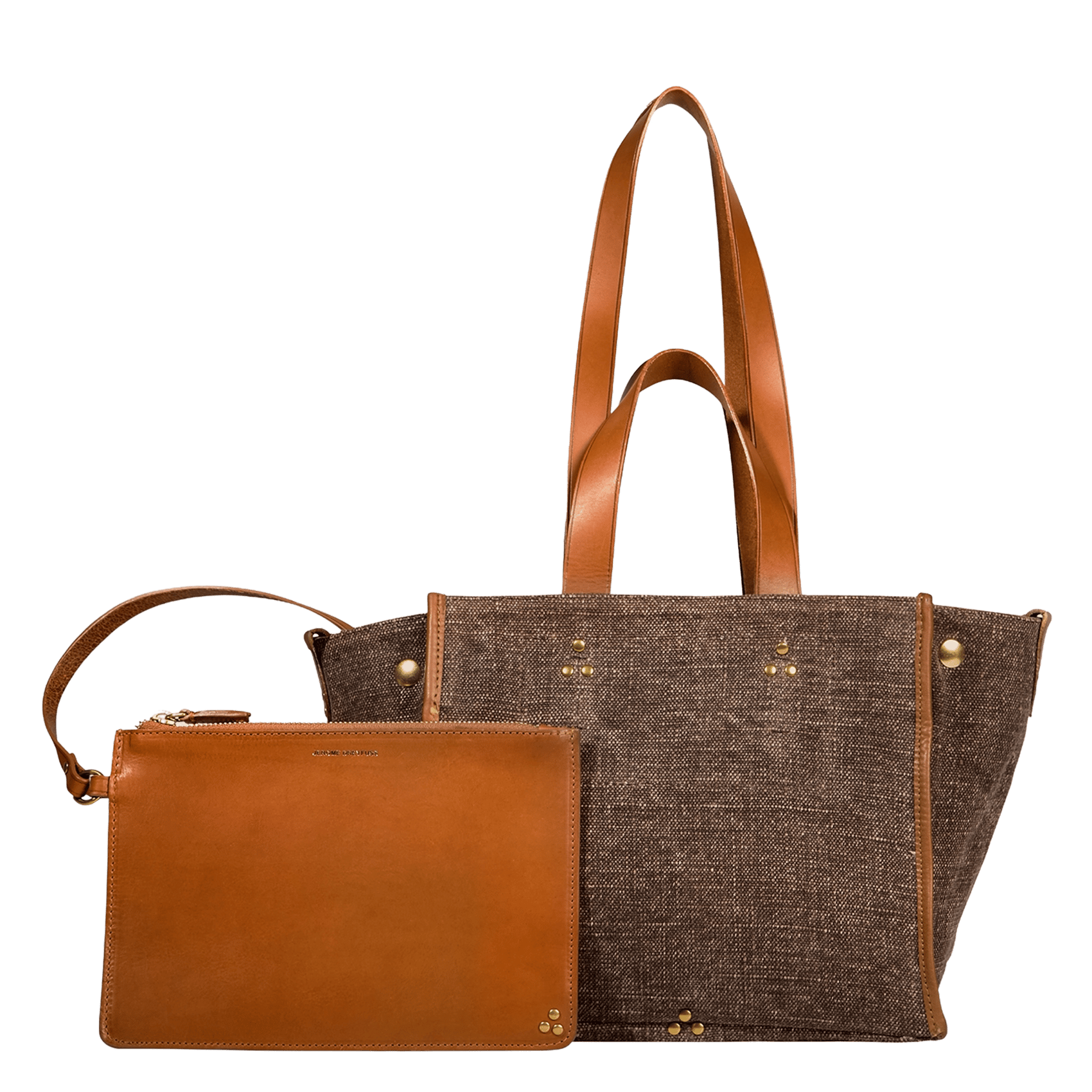 Sac cabas en lin et cuir JEROME DREYFUSS Marron