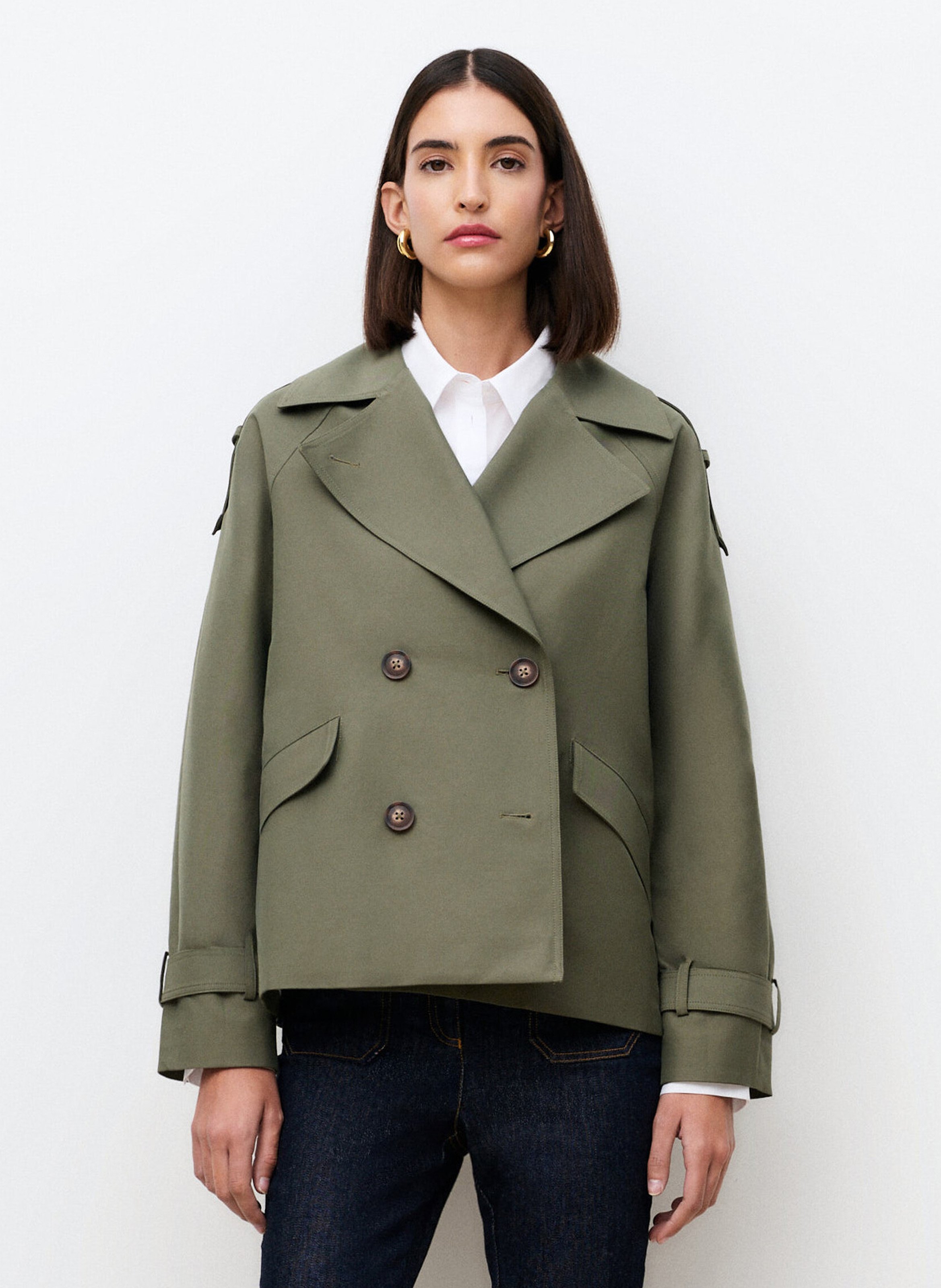 Trenchcoat met reverskraag CAROLL Groen