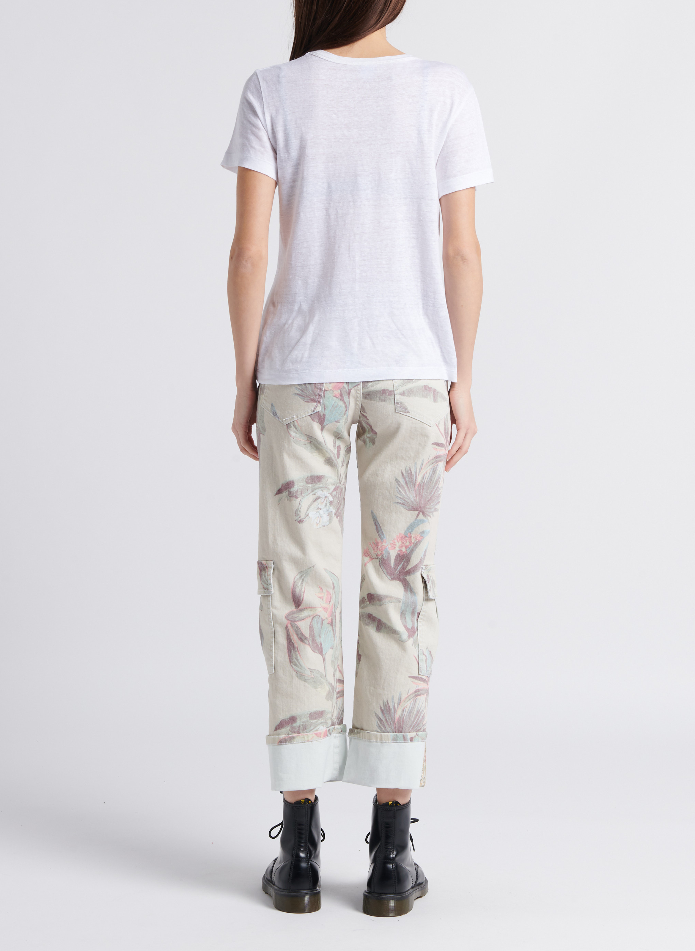 Jean cropped imprimé en coton mélangé PLEASE Beige