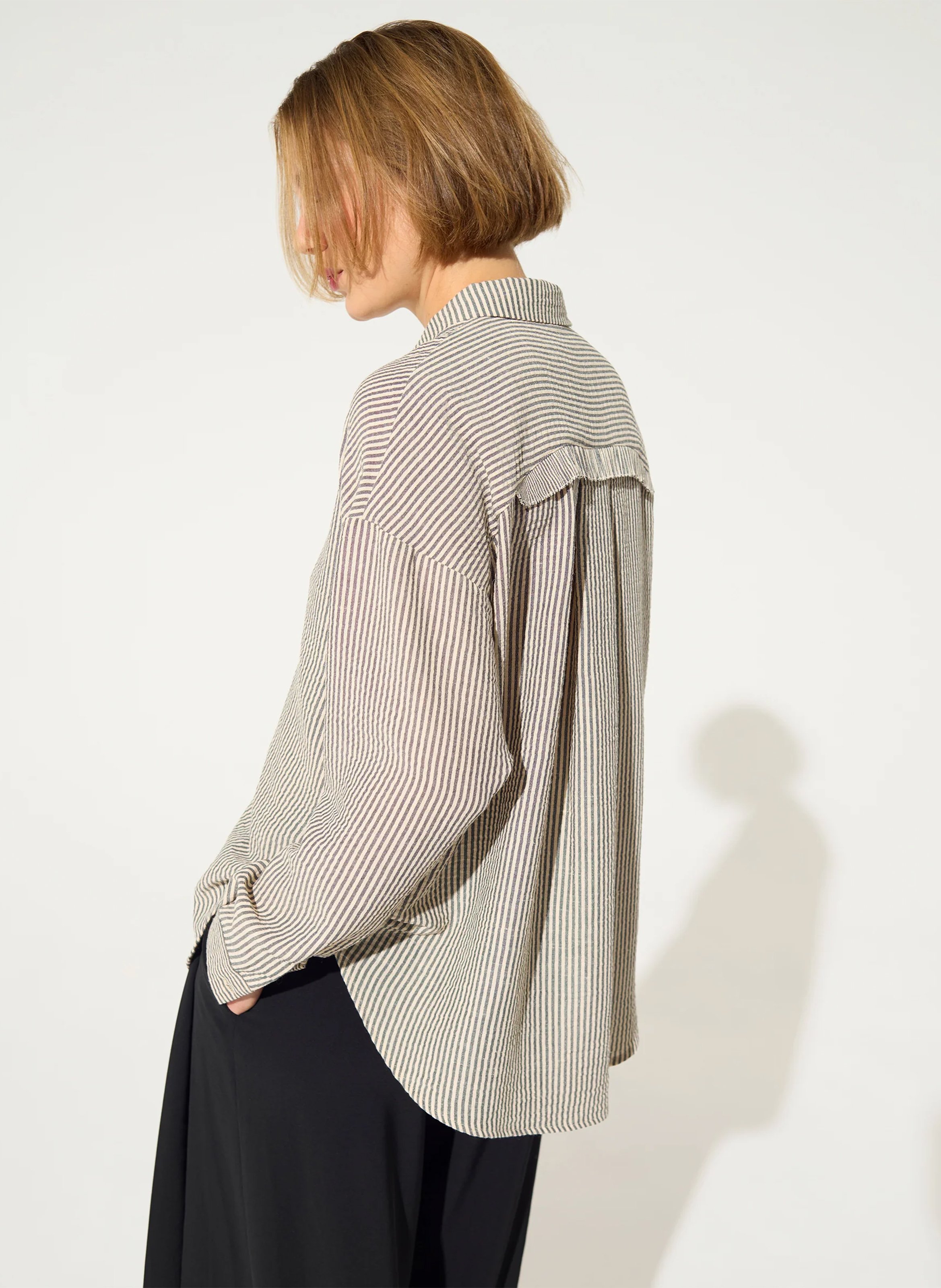 Chemise droite col classique à rayures COTELAC Blanc