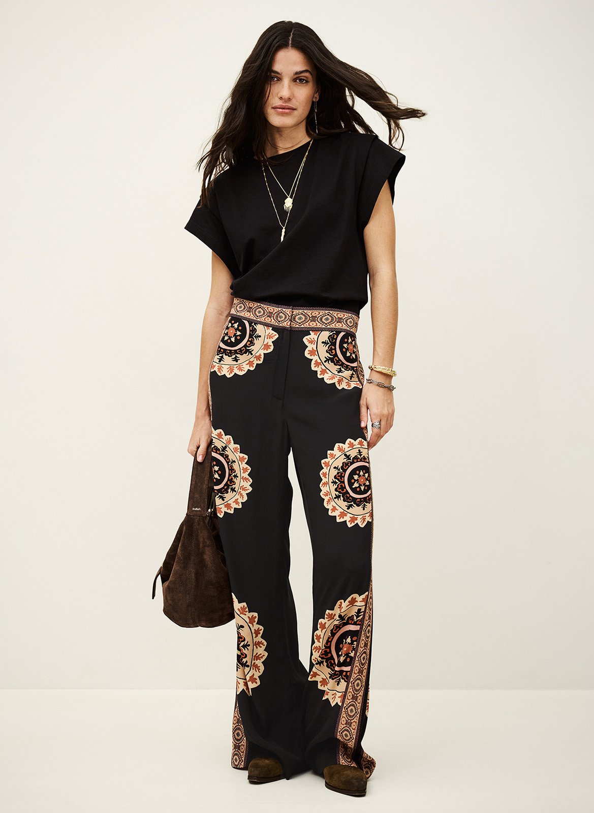 Azawood high-waisted wide-leg trousers BA&SH Black