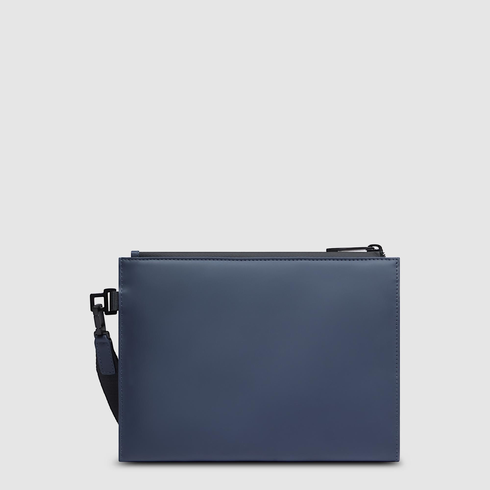 Water-repellent canvas clutch with removable handle PIQUADRO Blue