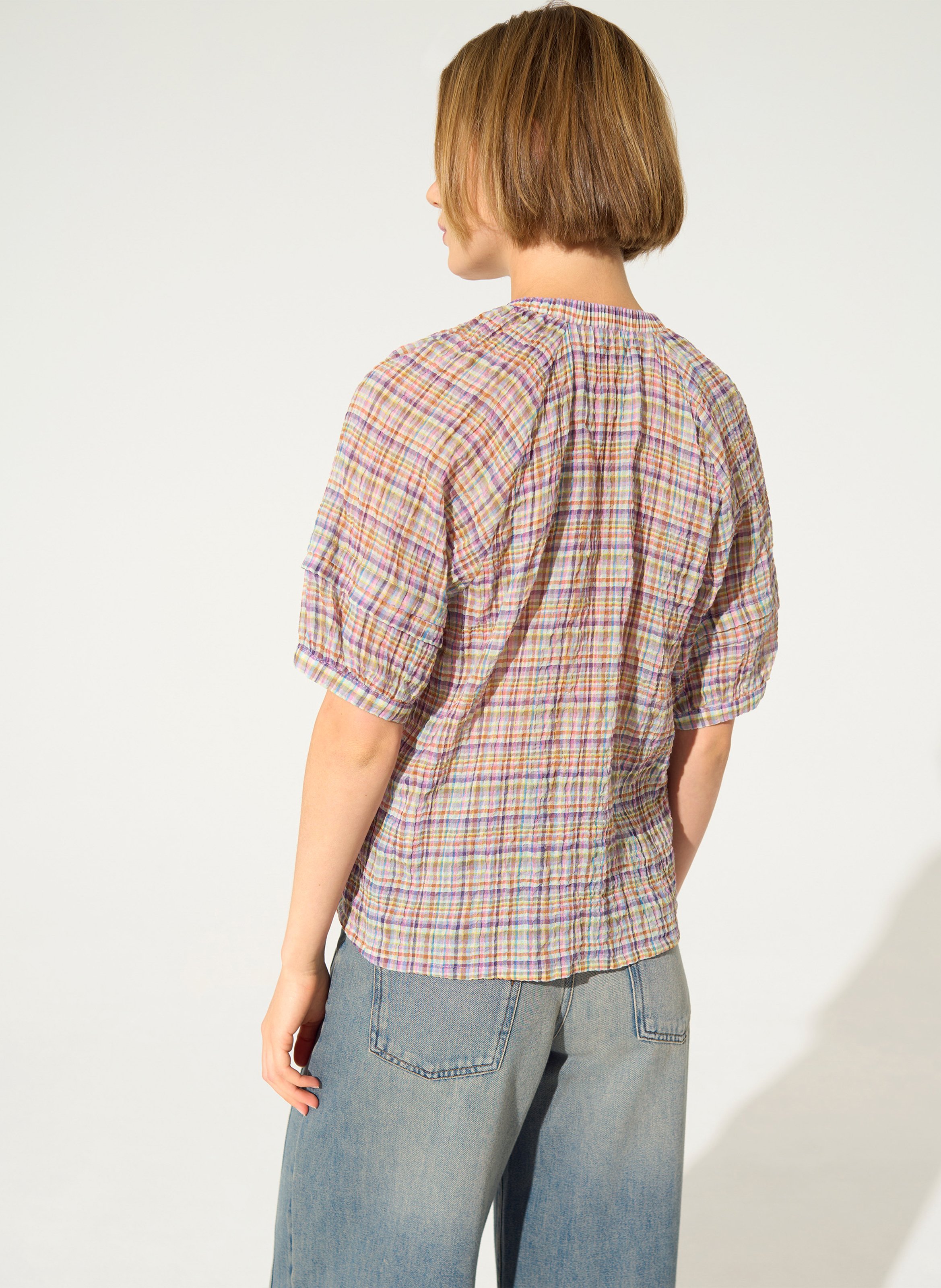 Blouse with puffed sleeves in print COTELAC Purple