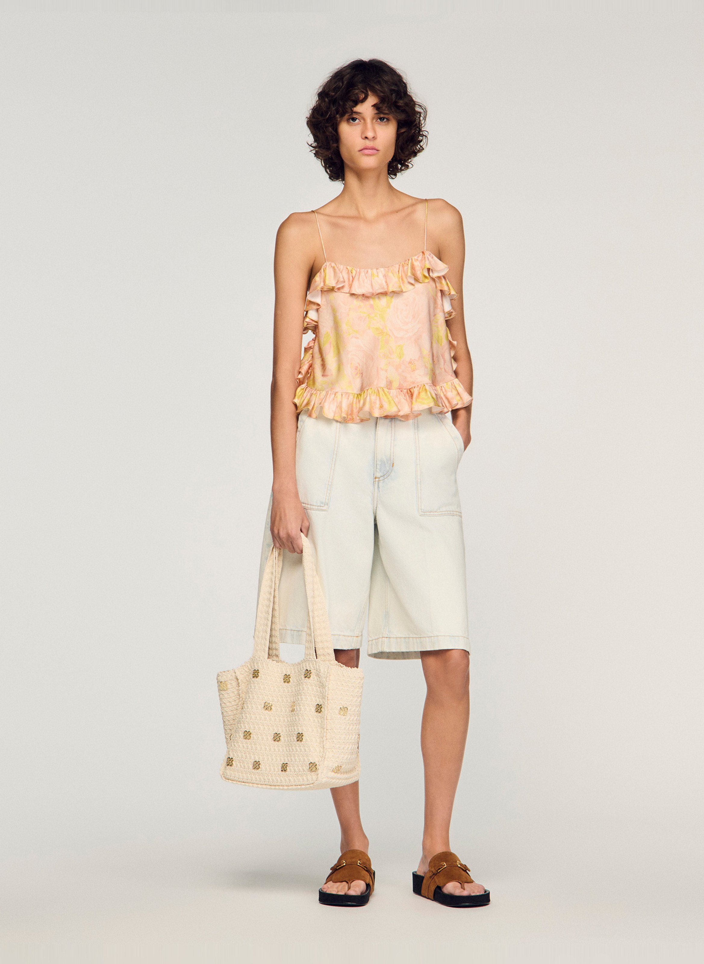 Top court ample imprimé SANDRO Rose