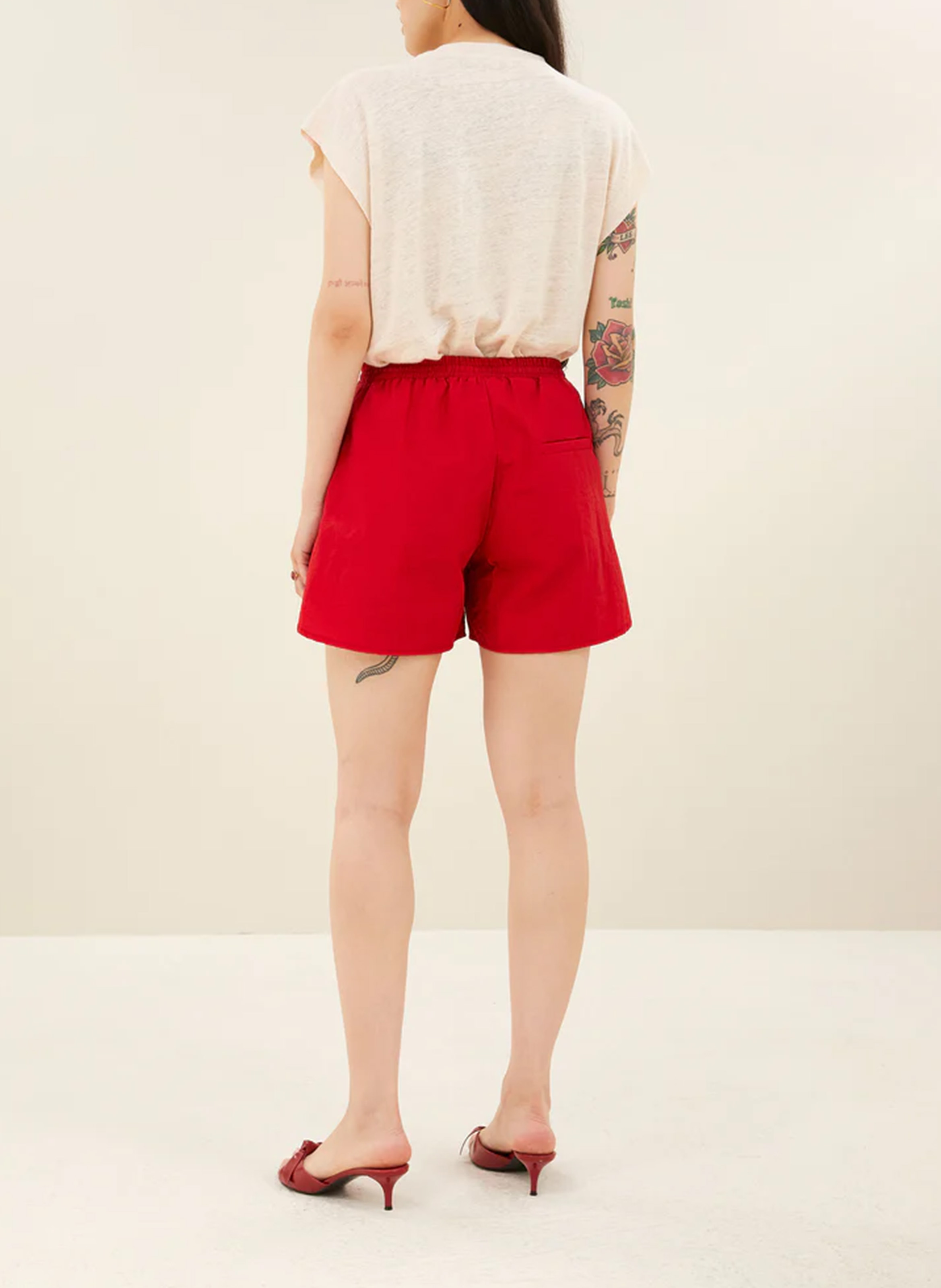 Tee-shirt col rond en lin BY BAR Beige