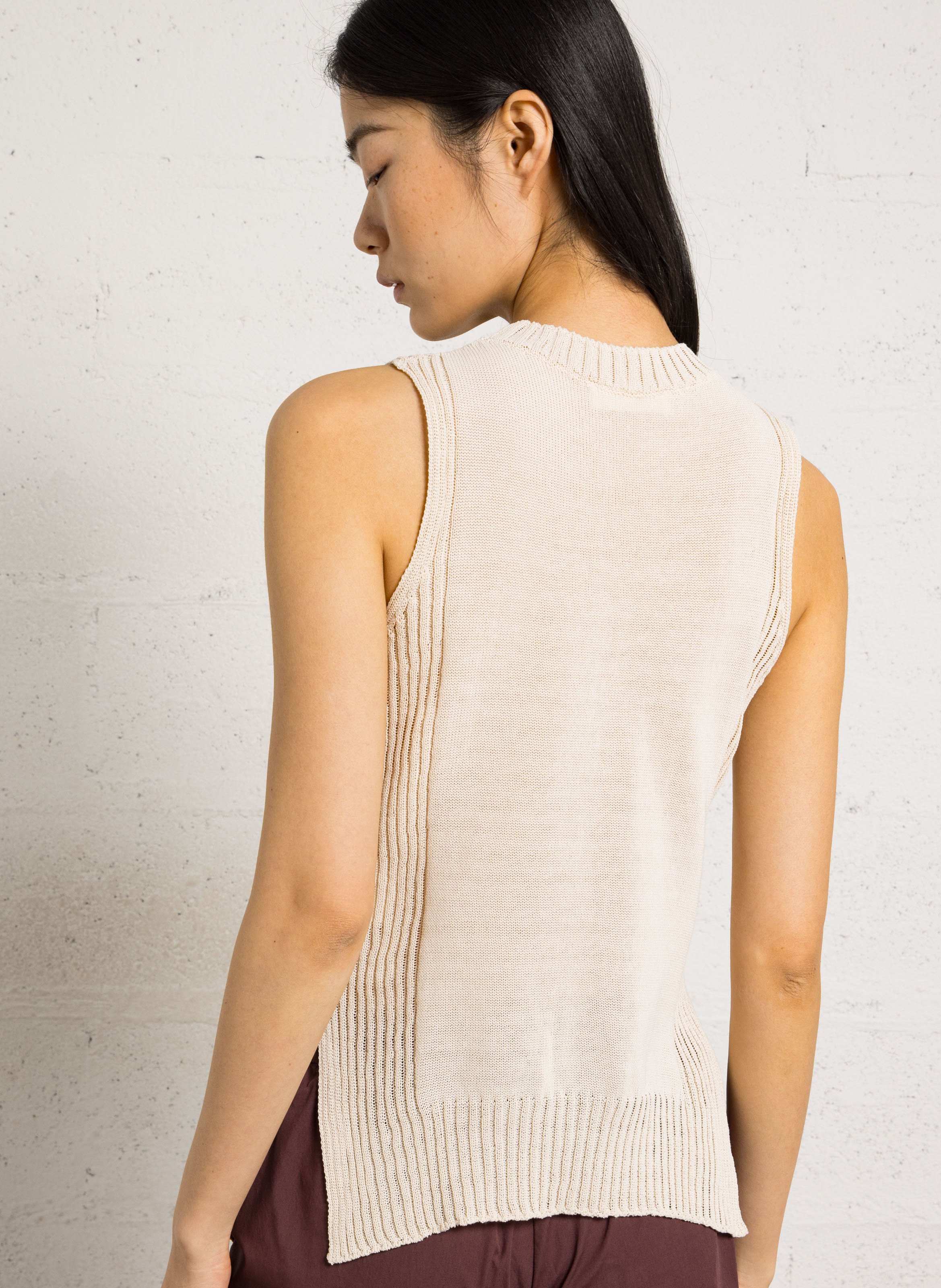 Straight cotton-blend sweater with round neck POMANDERE White