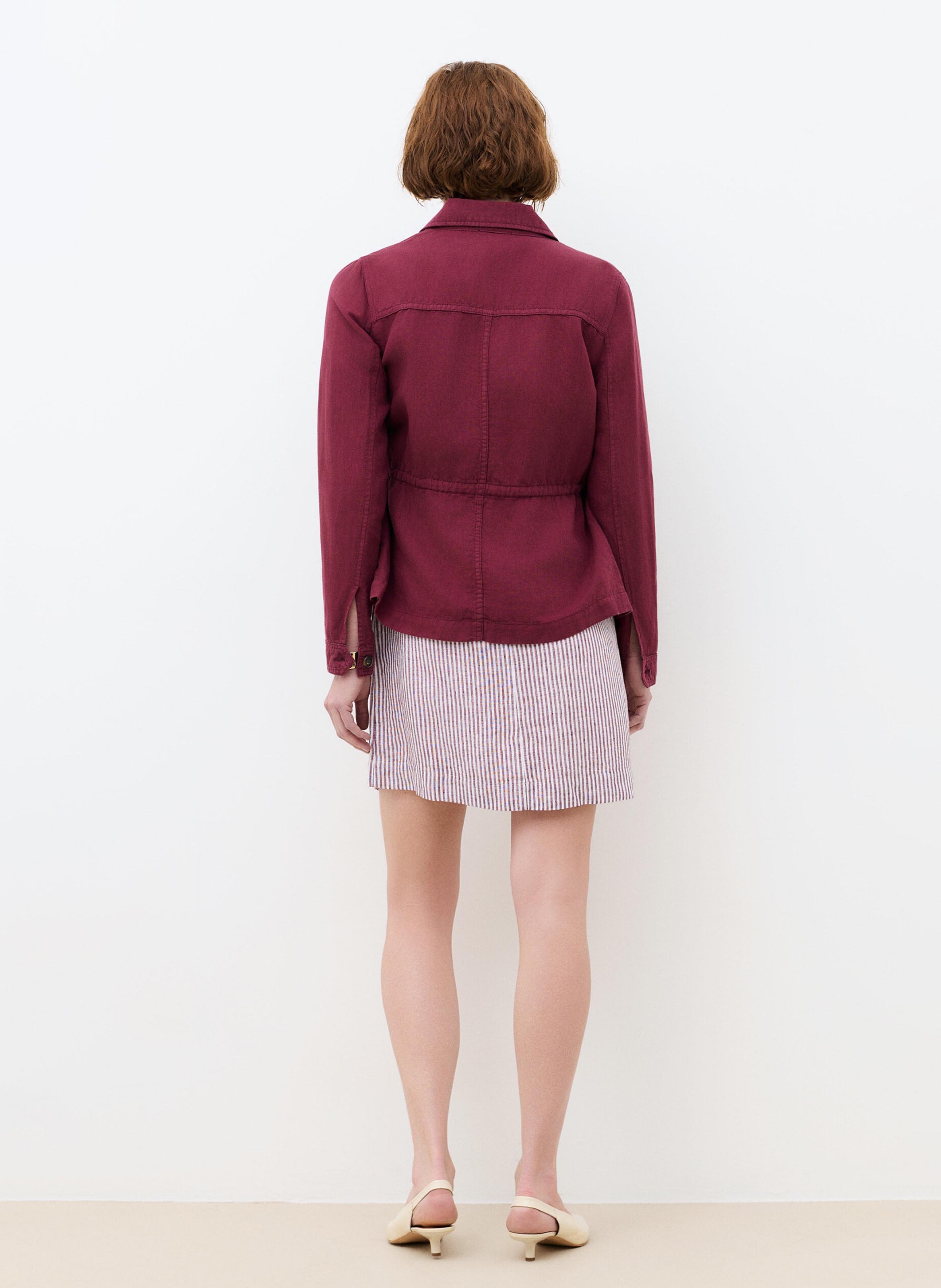 Chemise col classique en lin CAROLL Rouge