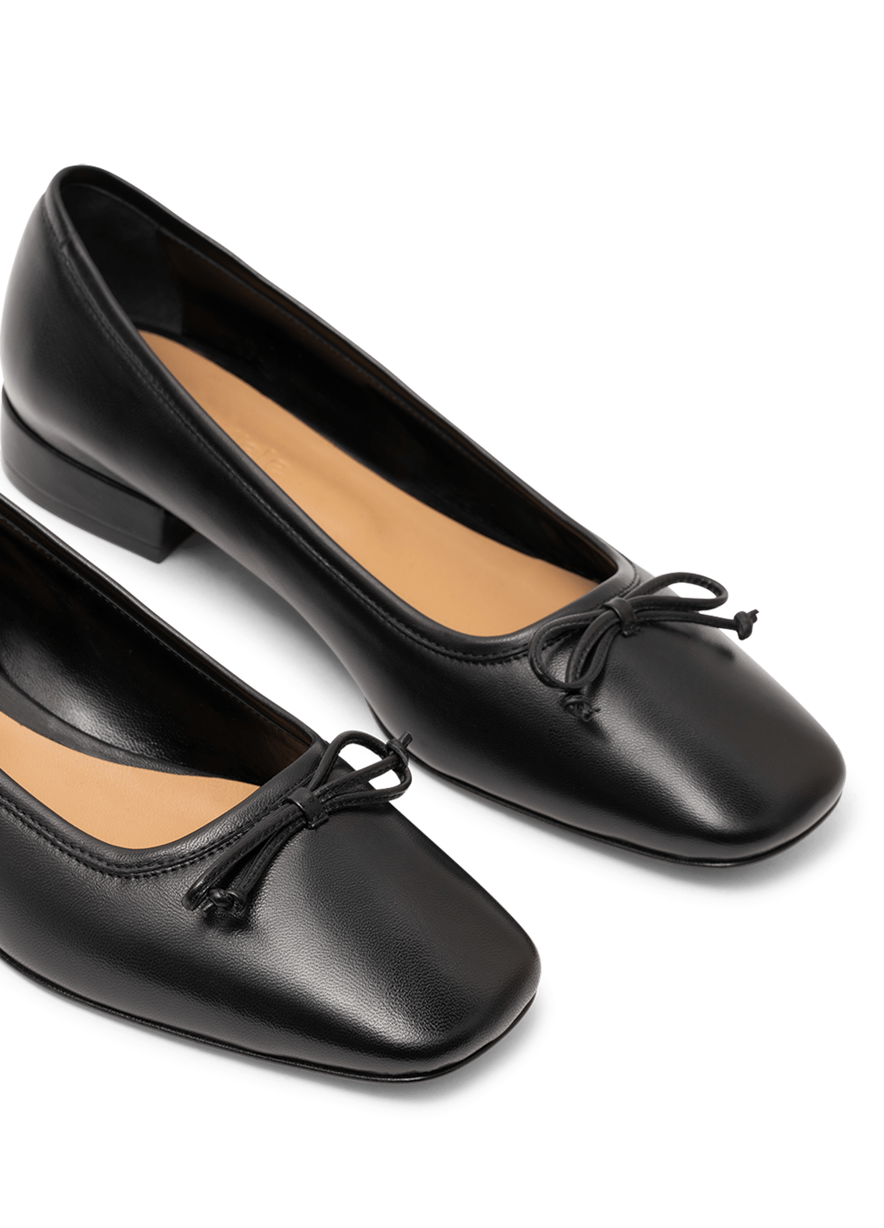 Black nappa leather ballerina flats PARALLELE PARIS Black