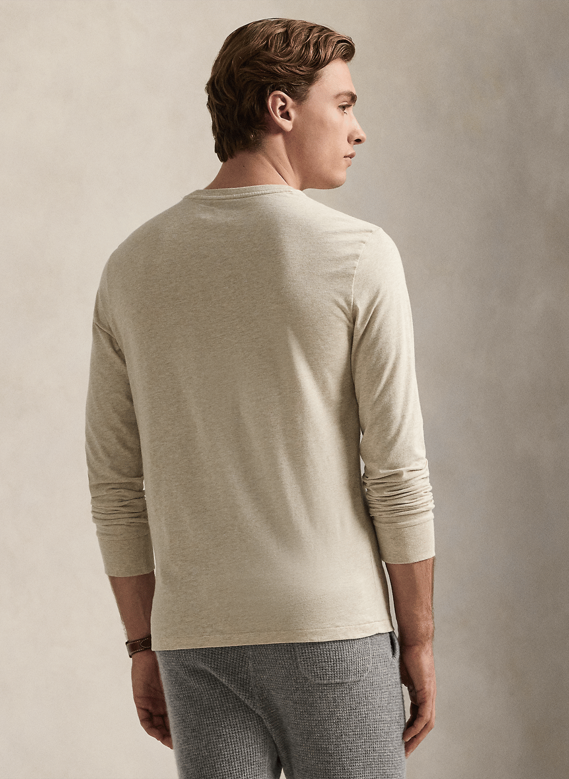 Einfarbiges Baumwoll-T-Shirt mit Rundhalsausschnitt, Slim Fit | Grau POLO RALPH LAUREN Herren