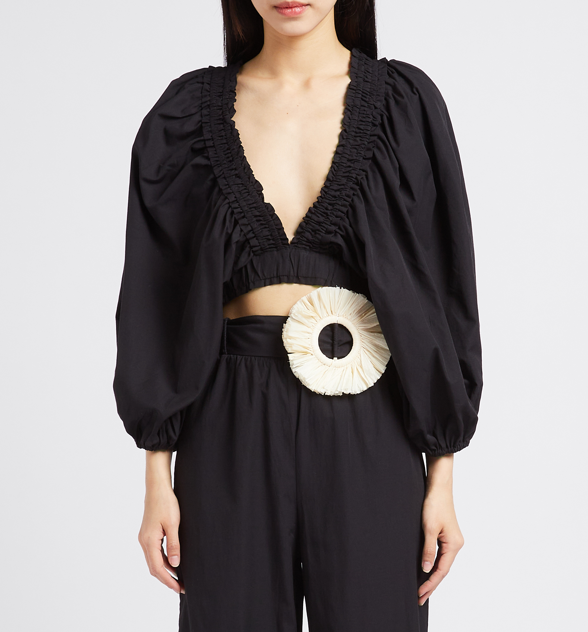 Top court encolure V en coton mélangé SUNDRESS Noir