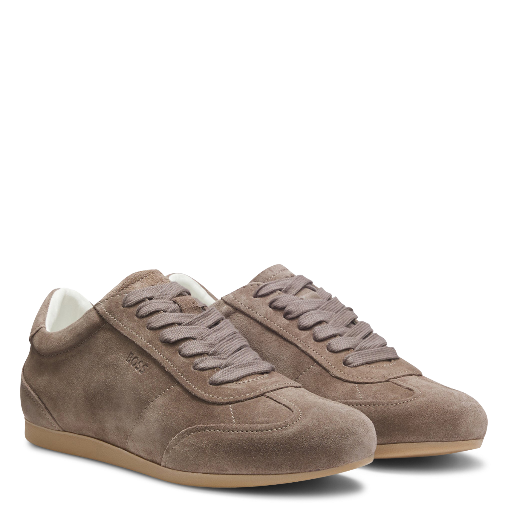Baskets basses en cuir suède BOSS Brown