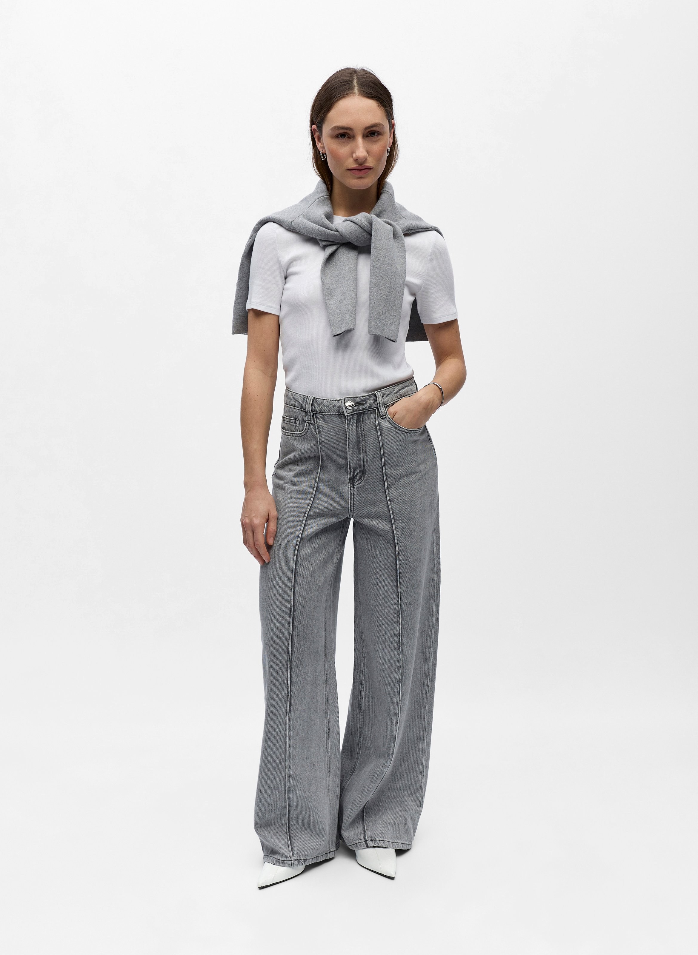 Eco-responsible high-rise wide-leg jeans OBJECT Grey