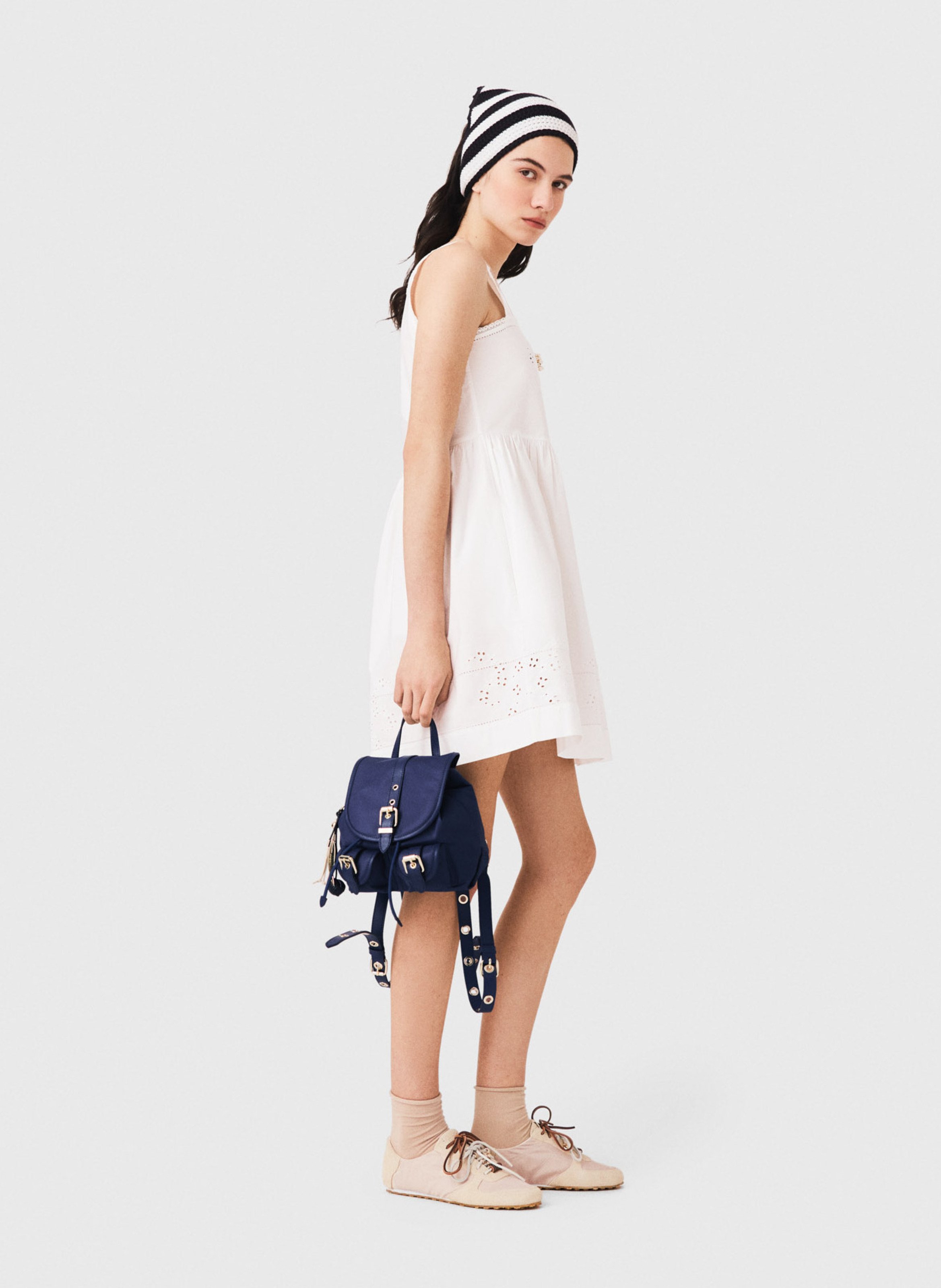 Robe courte en coton MAJE Blanc