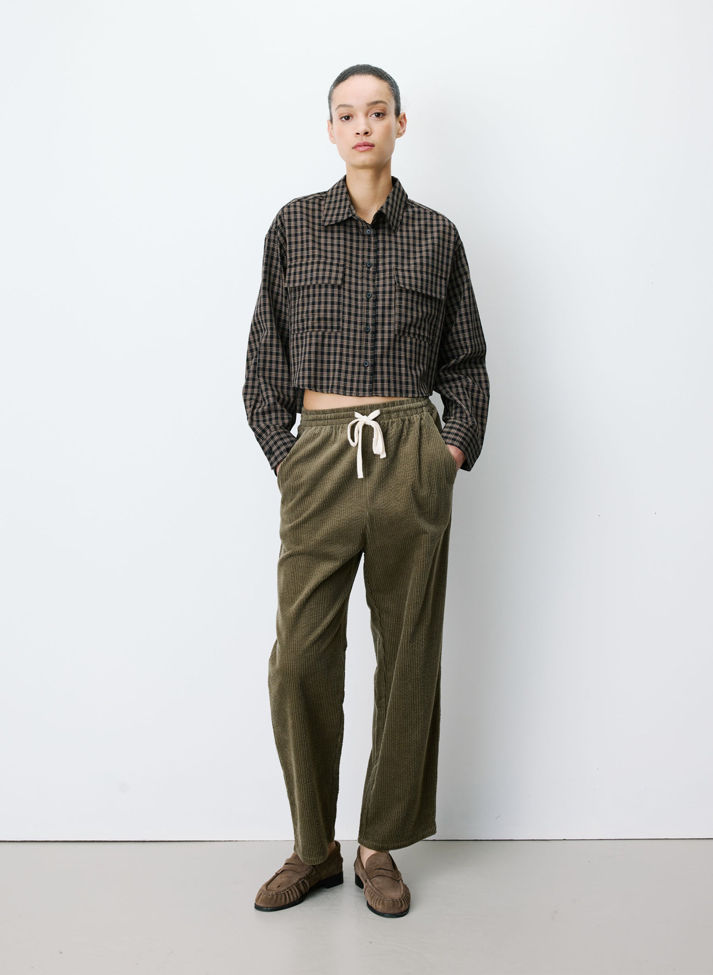 Rechte asymmetrische katoenen blouse met print GRACE ET MILA Zwart