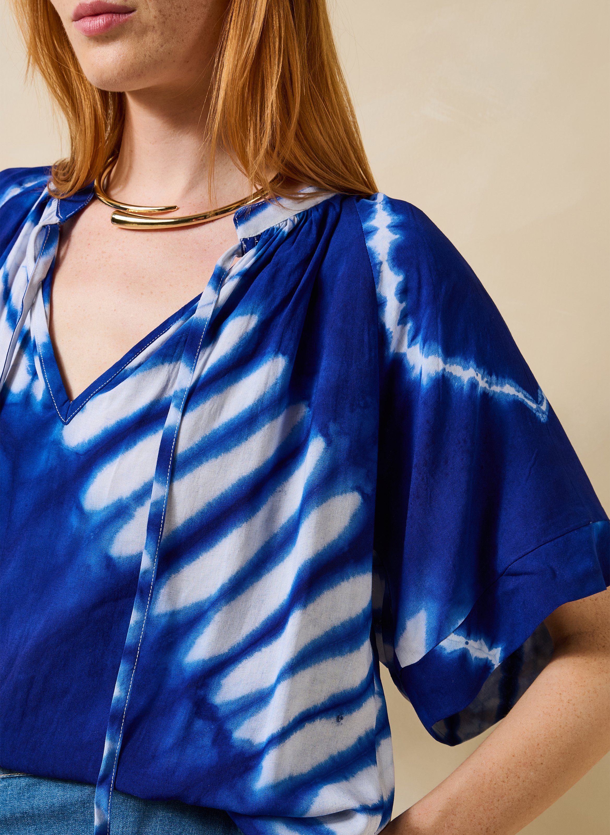 Tie-dye printed top LA FEE MARABOUTEE Blue