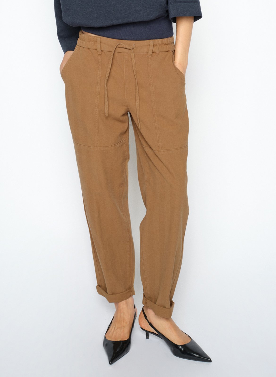 Pantalon droit en coton MOS MOSH Marron