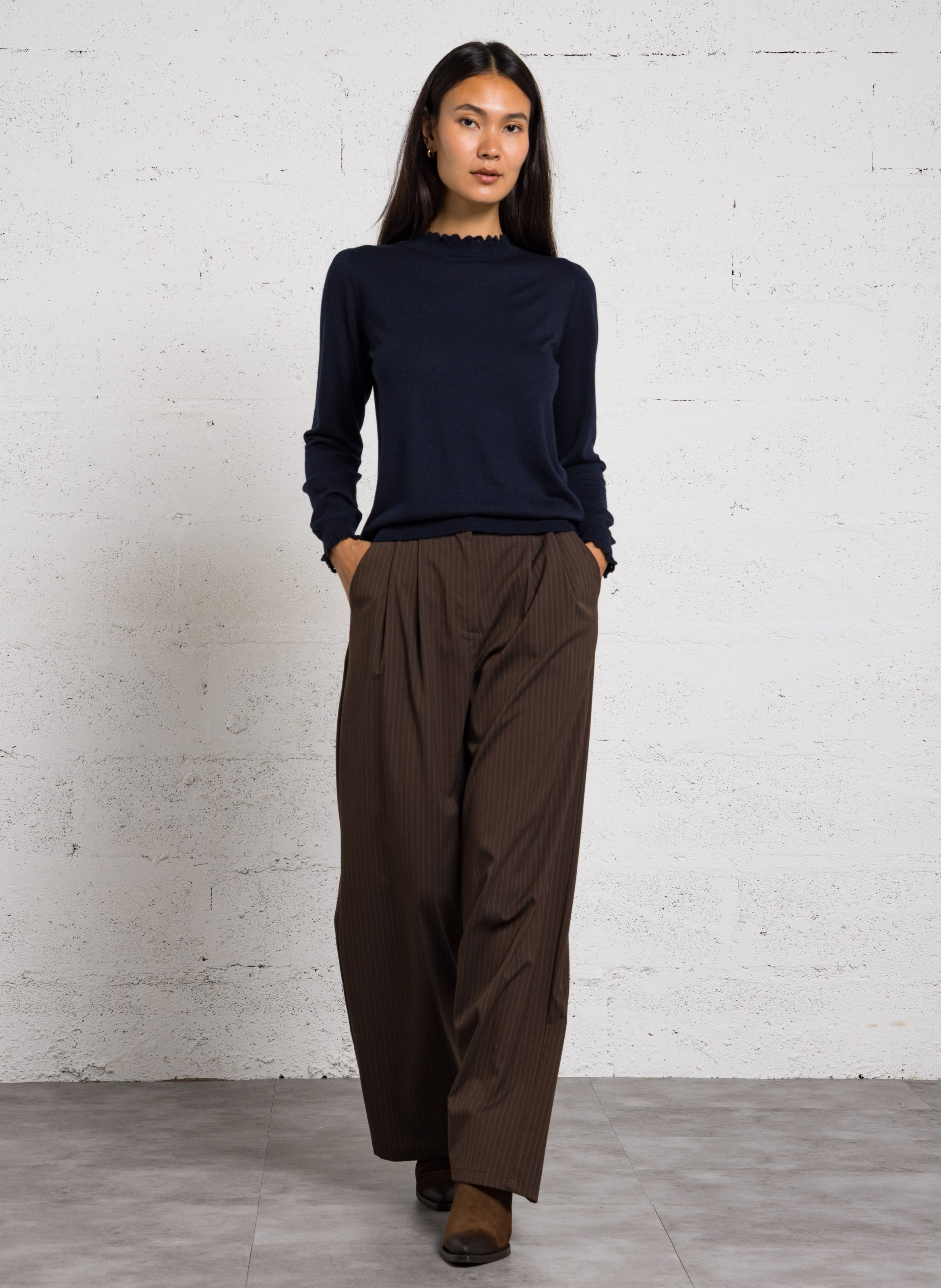 Weite Taillenhose mit Bundfalten | Braun LA PETITE ETOILE Damen
