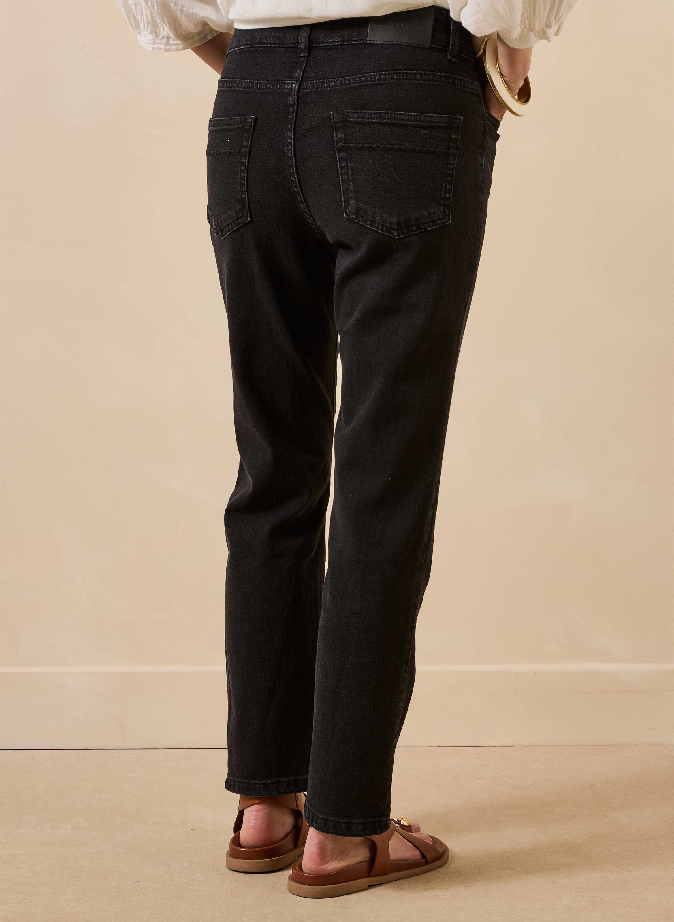 Organic cotton-blend slim-fit jeans LA FEE MARABOUTEE Black