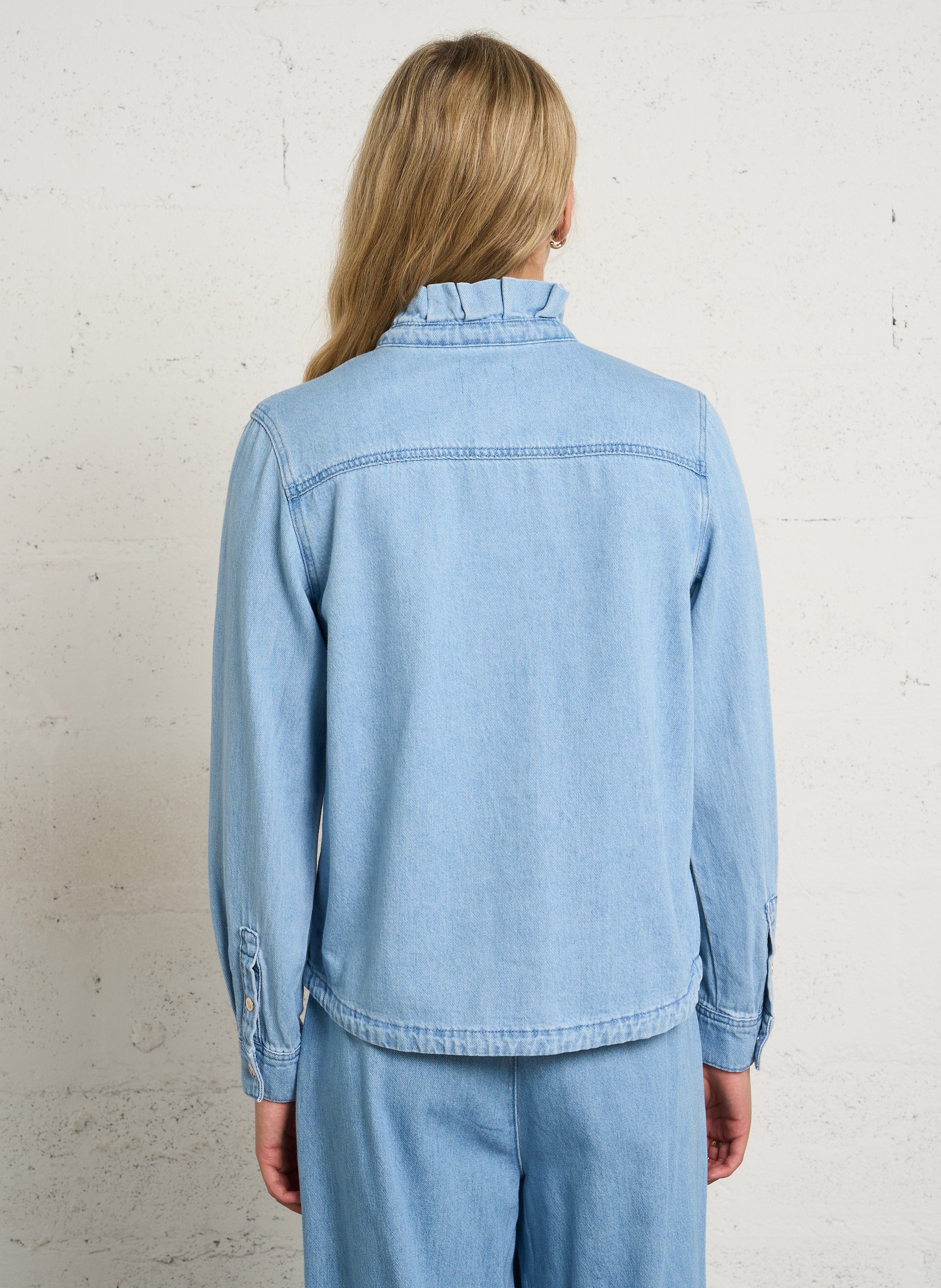 High-neck cotton shirt MAISON 123 Blue