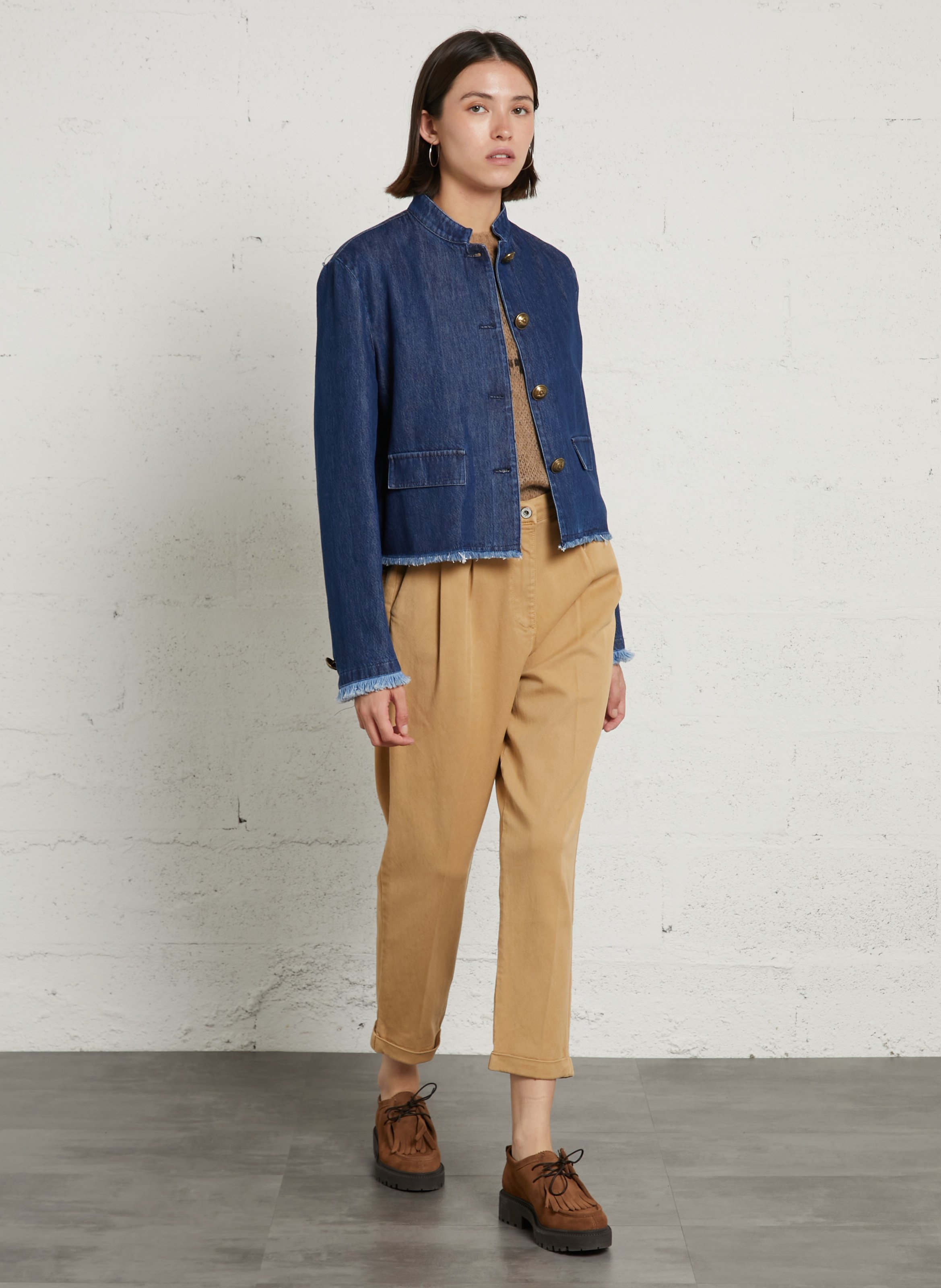 Straight denim jacket in blended cotton PLEASE Blue