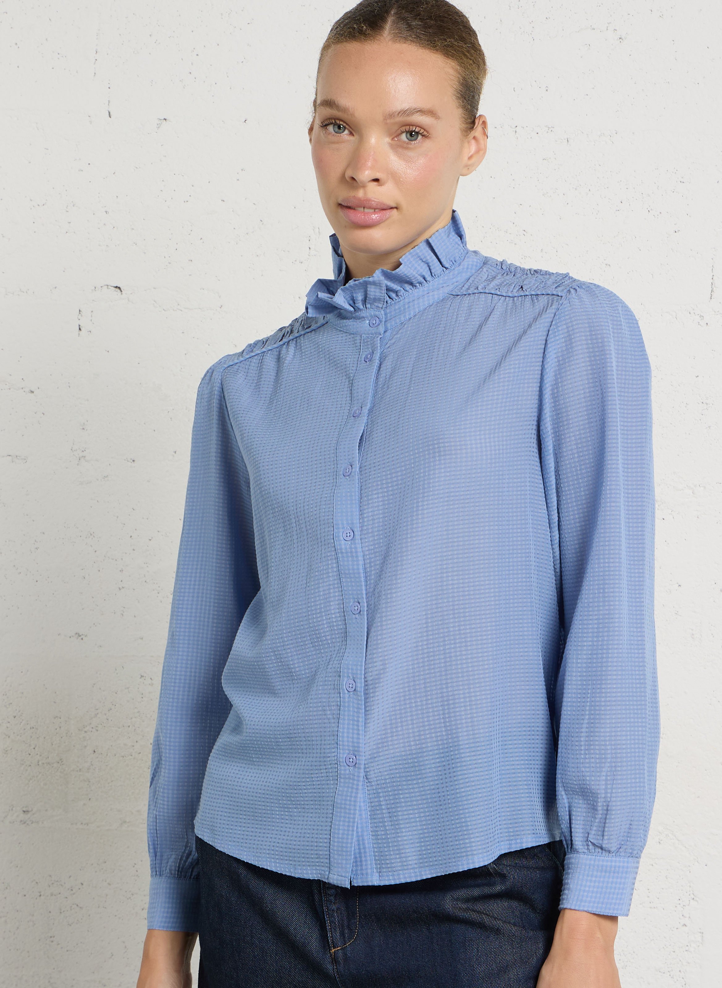 Loose-fit shirt with Victorian collar MAISON 123 Plums