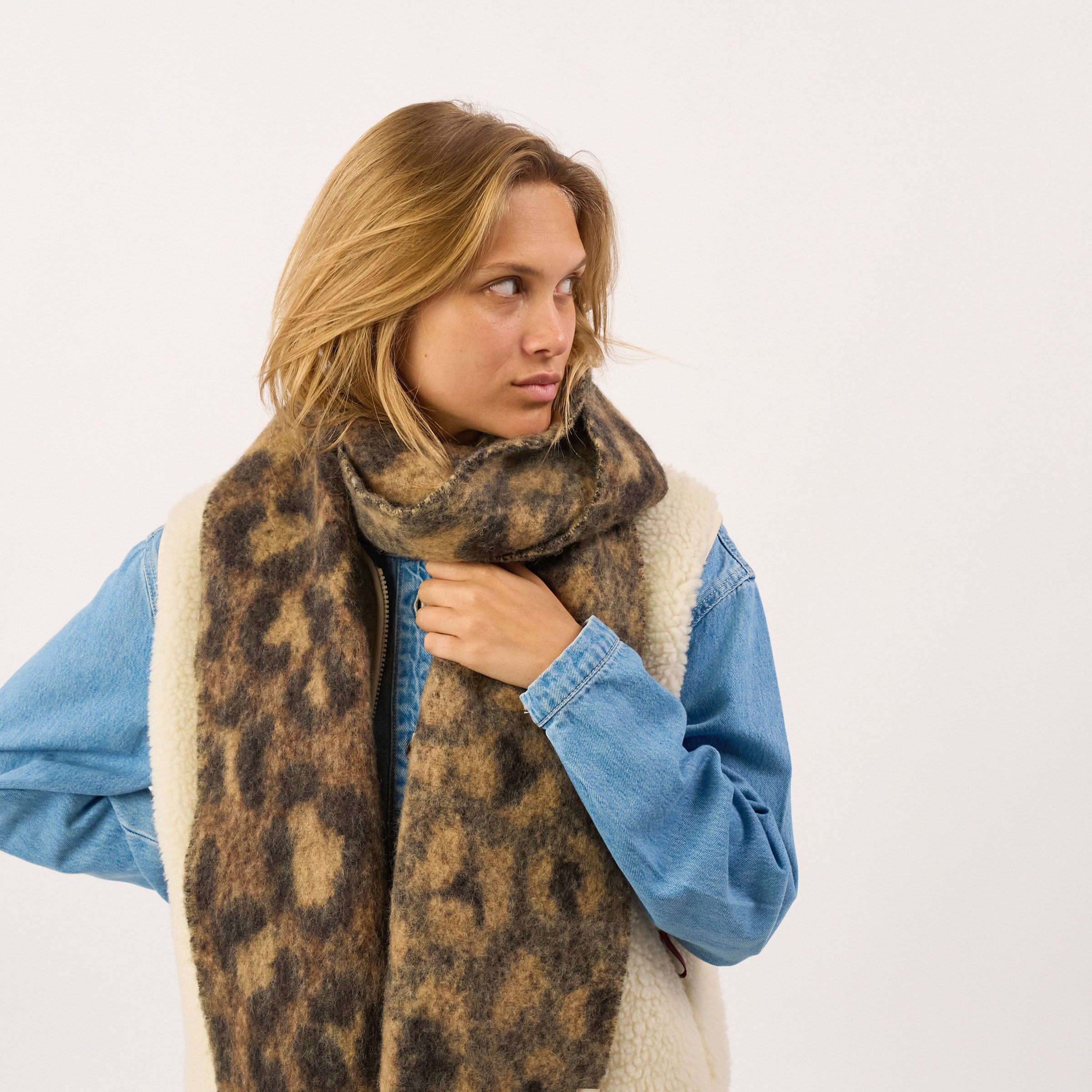 Regular wool scarf BILLYBELT Brown