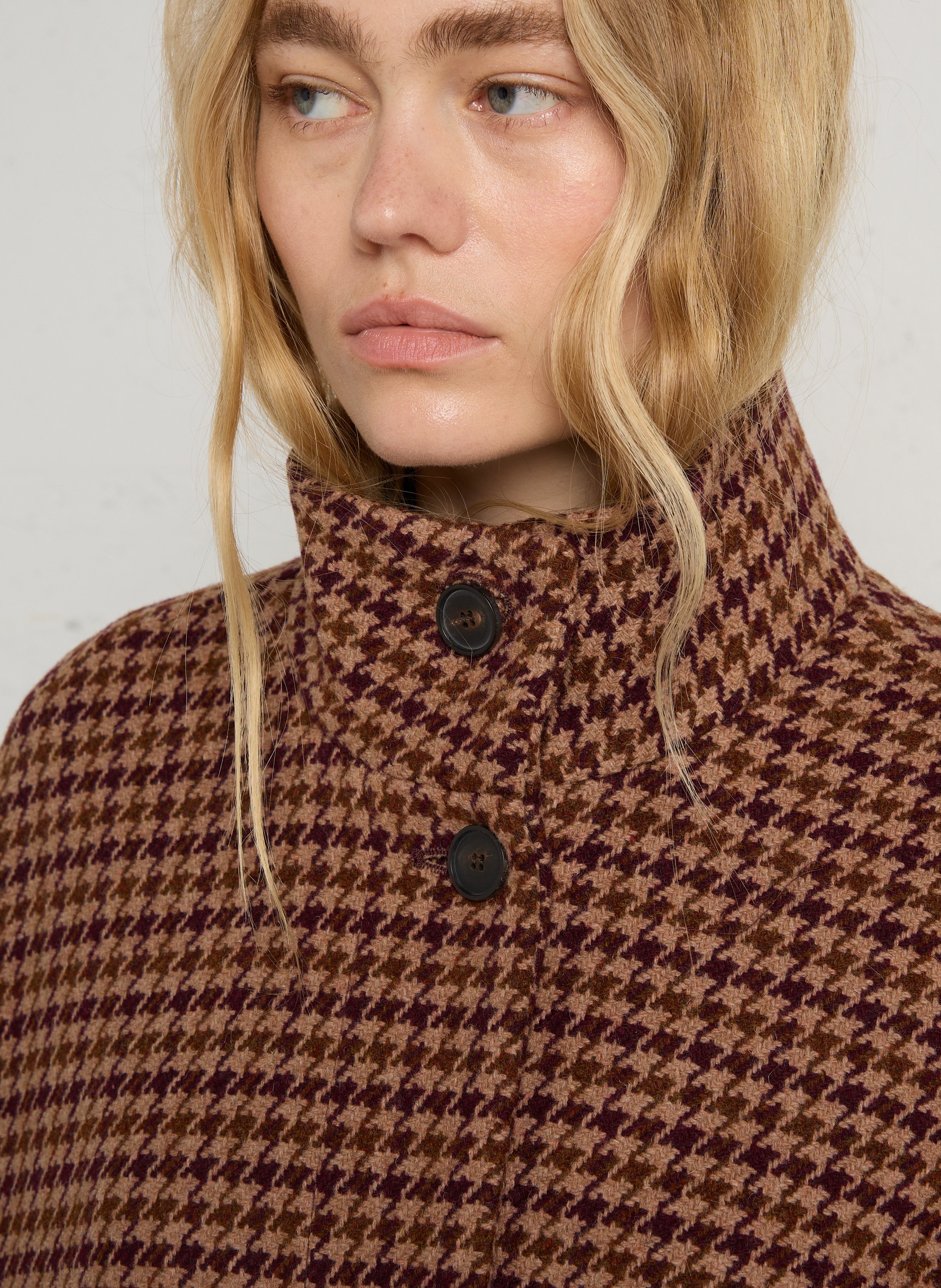 Manteau motif pied-de-poule en laine mélangée MAISON 123 Beige