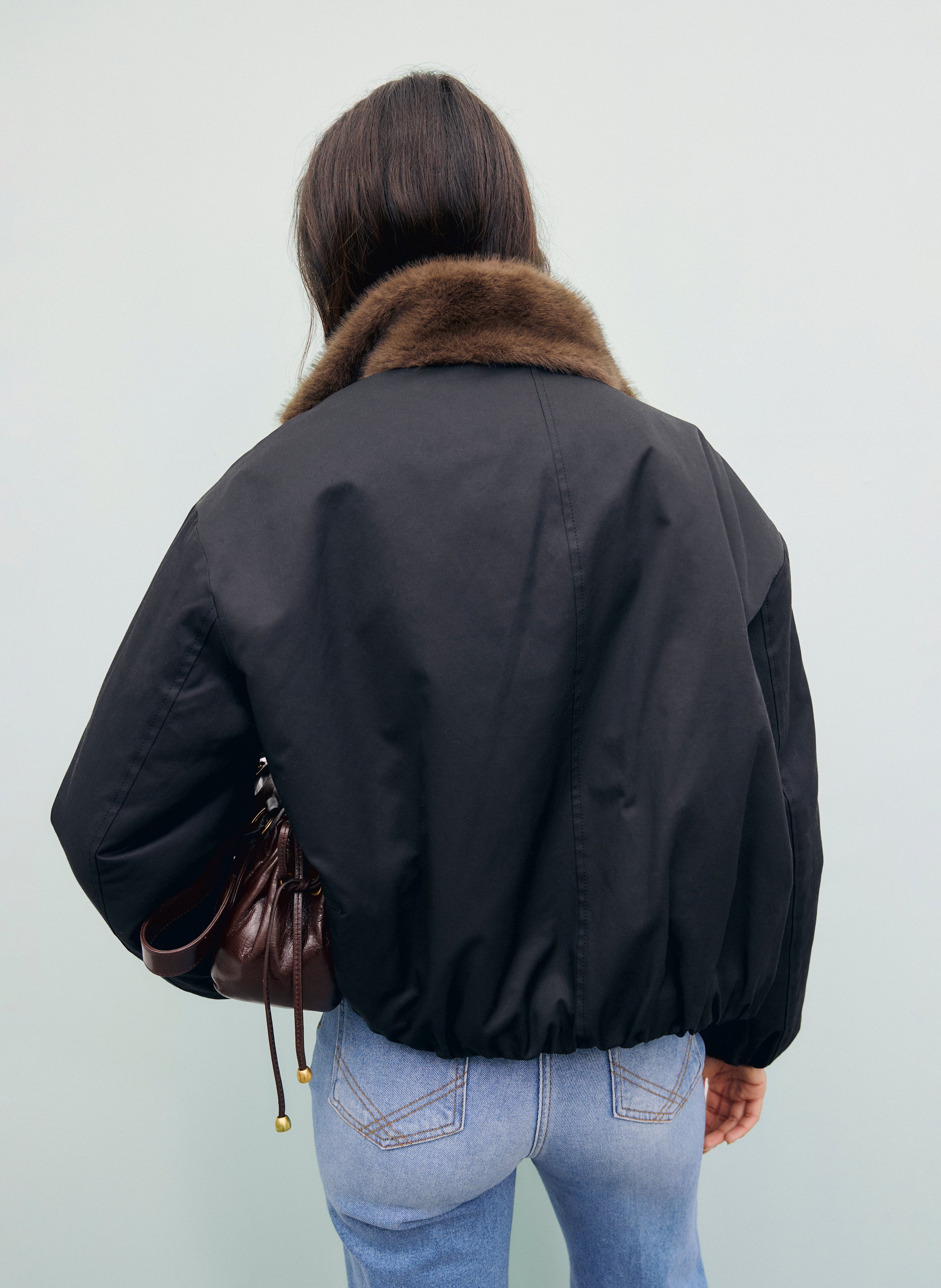 Reversible faux fur-effect coat GERARD DAREL Brown