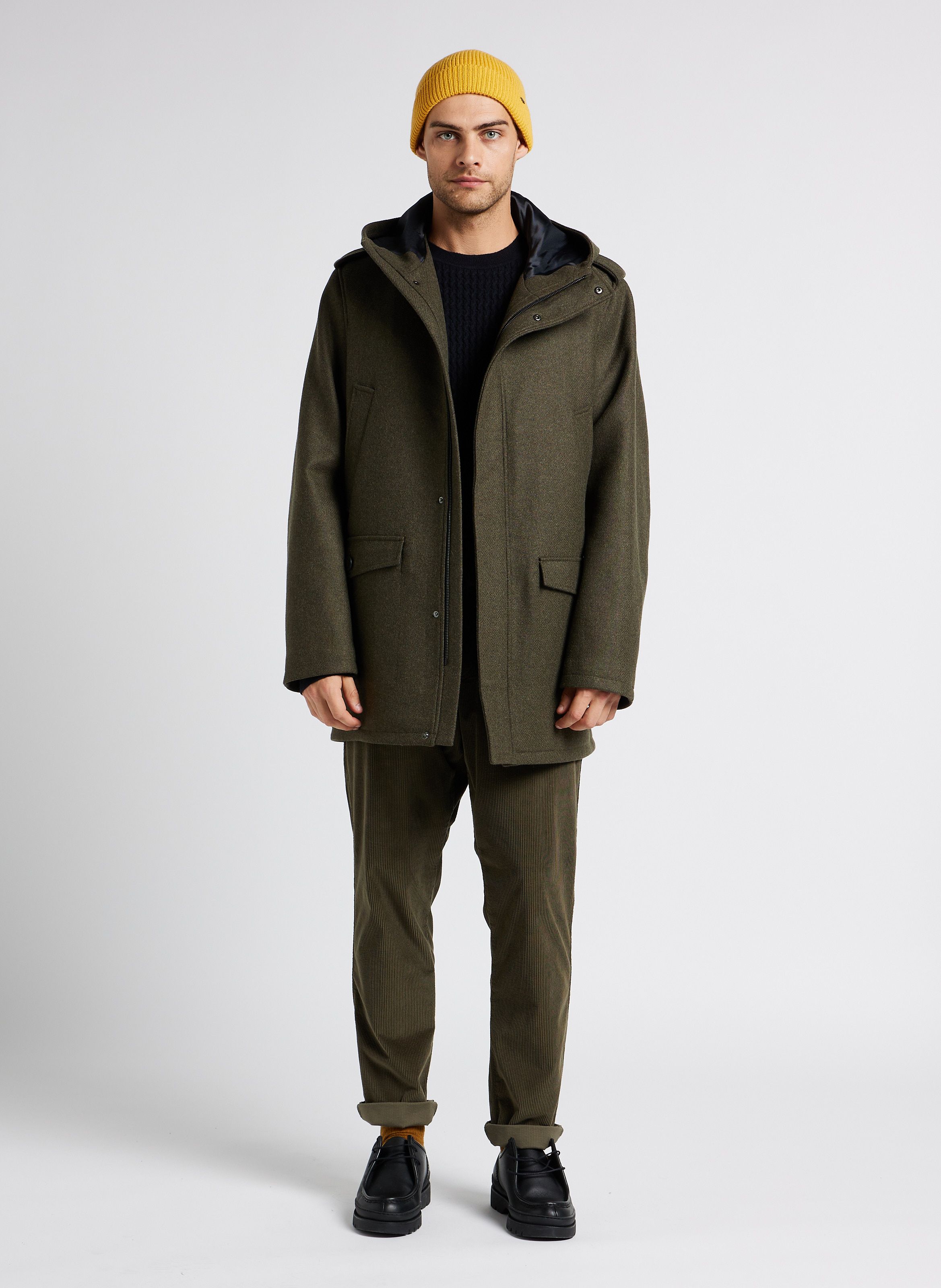 Manteau long best sale kaki homme