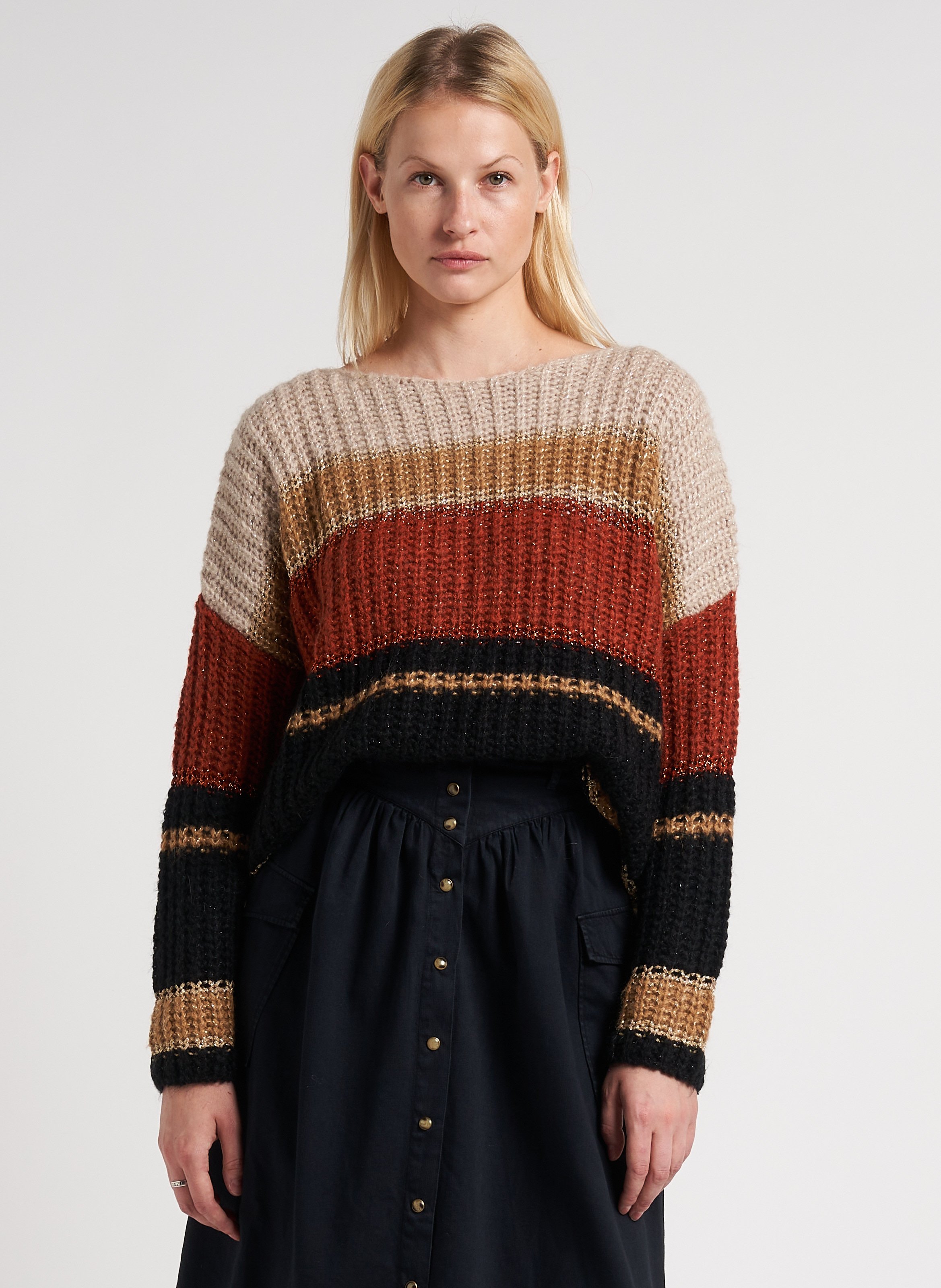 Metallic hot sale striped sweater