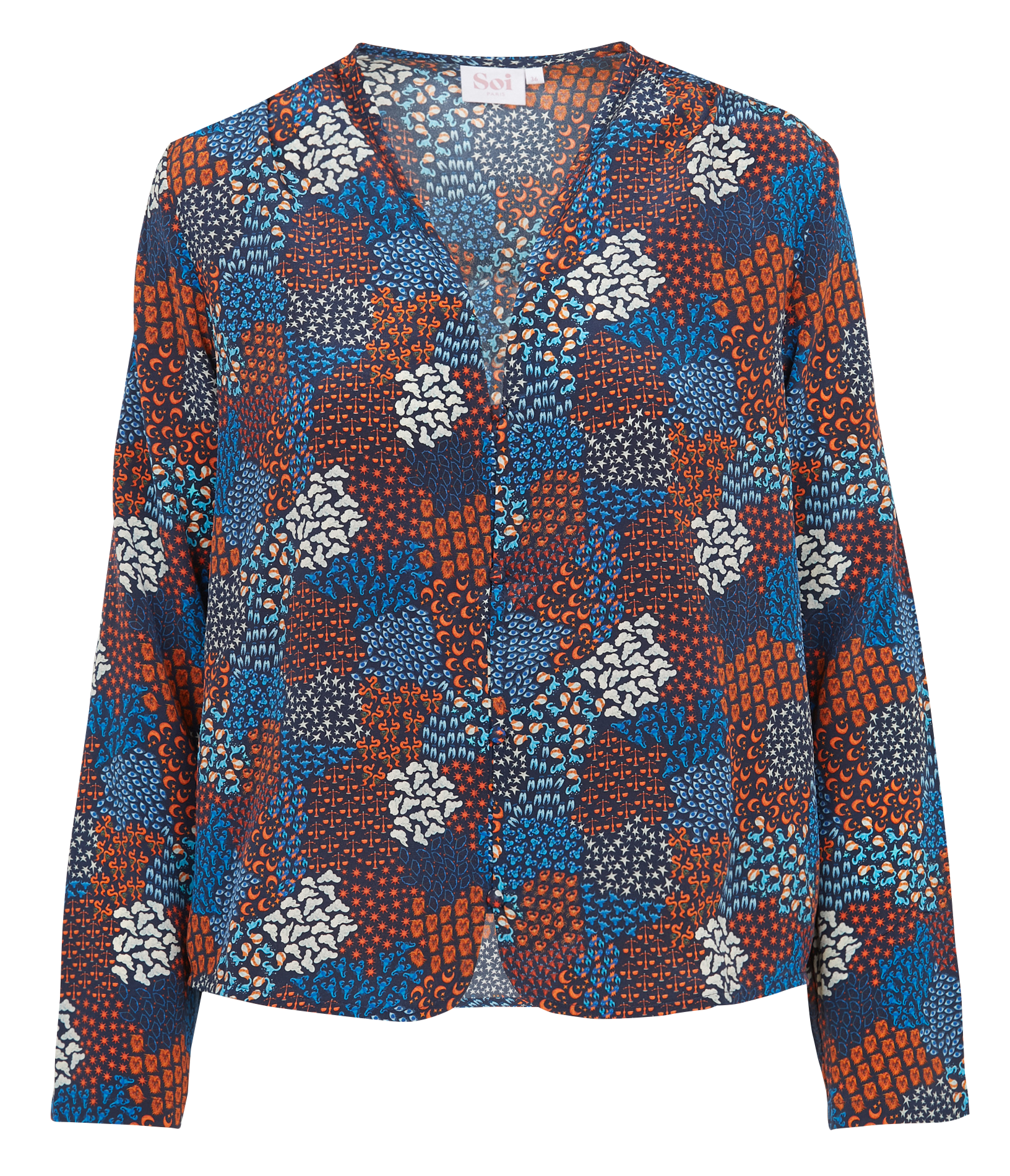 Blouse col V en soie SOI PARIS Bleu