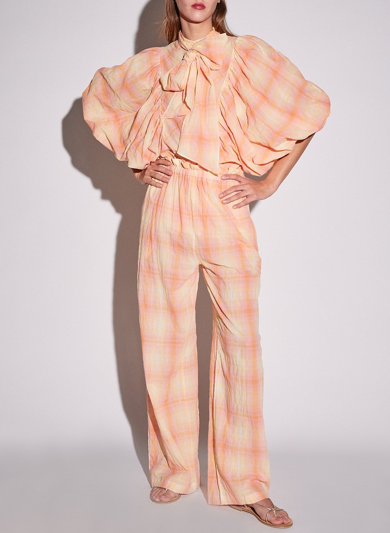 Wide-leg cotton-blend pants THE LABEL EDITION Multicolored