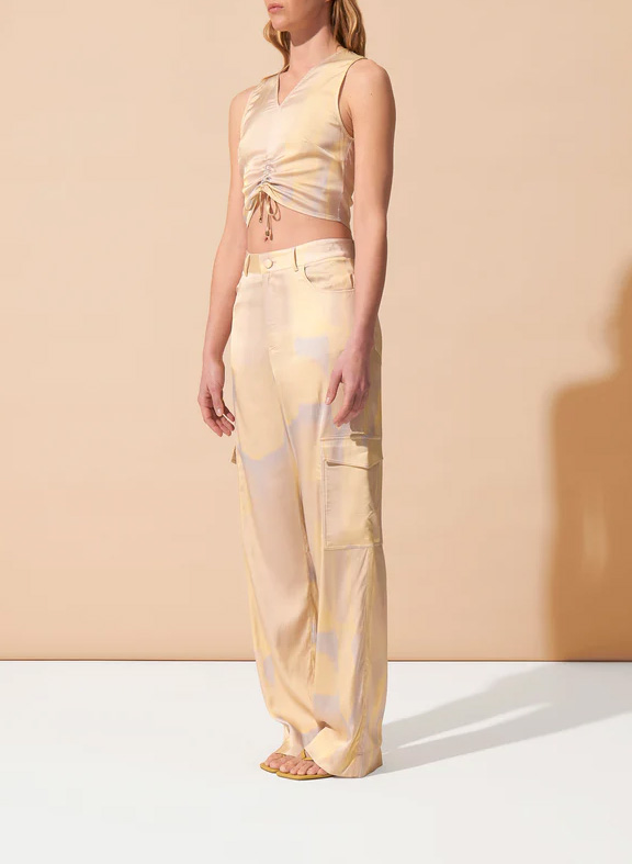 Fluid printed crop top with pleats FETE IMPERIALE Multicolored