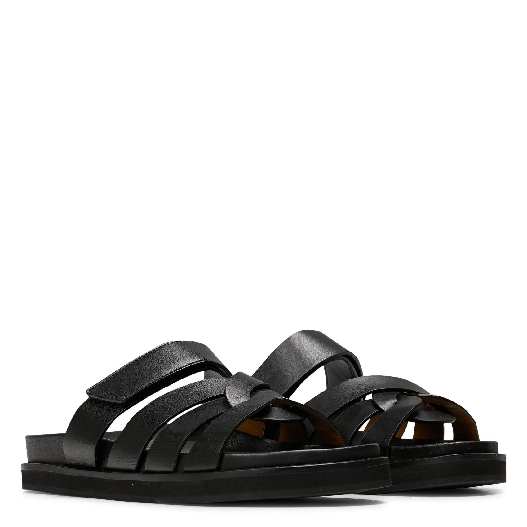 Flat leather sandals BOBBIES Black