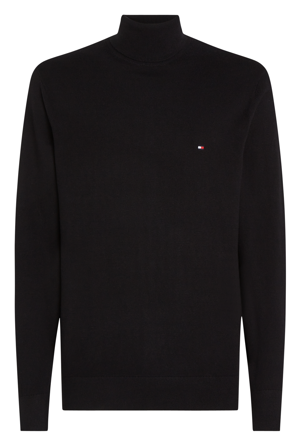 Regular-fit organic cotton-blend turtleneck  Black