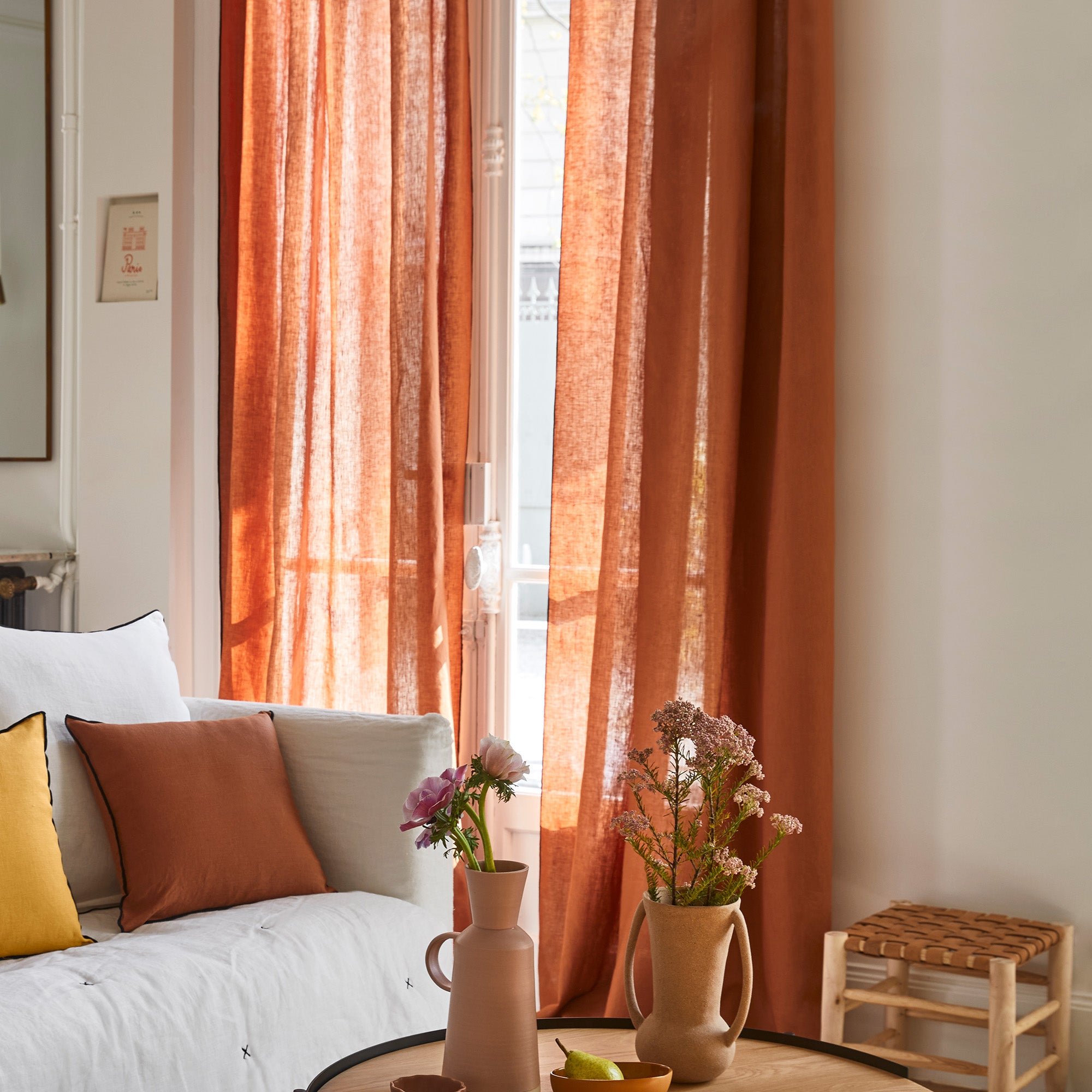 Panel curtain CARLINA Terracotta et bourdon noir