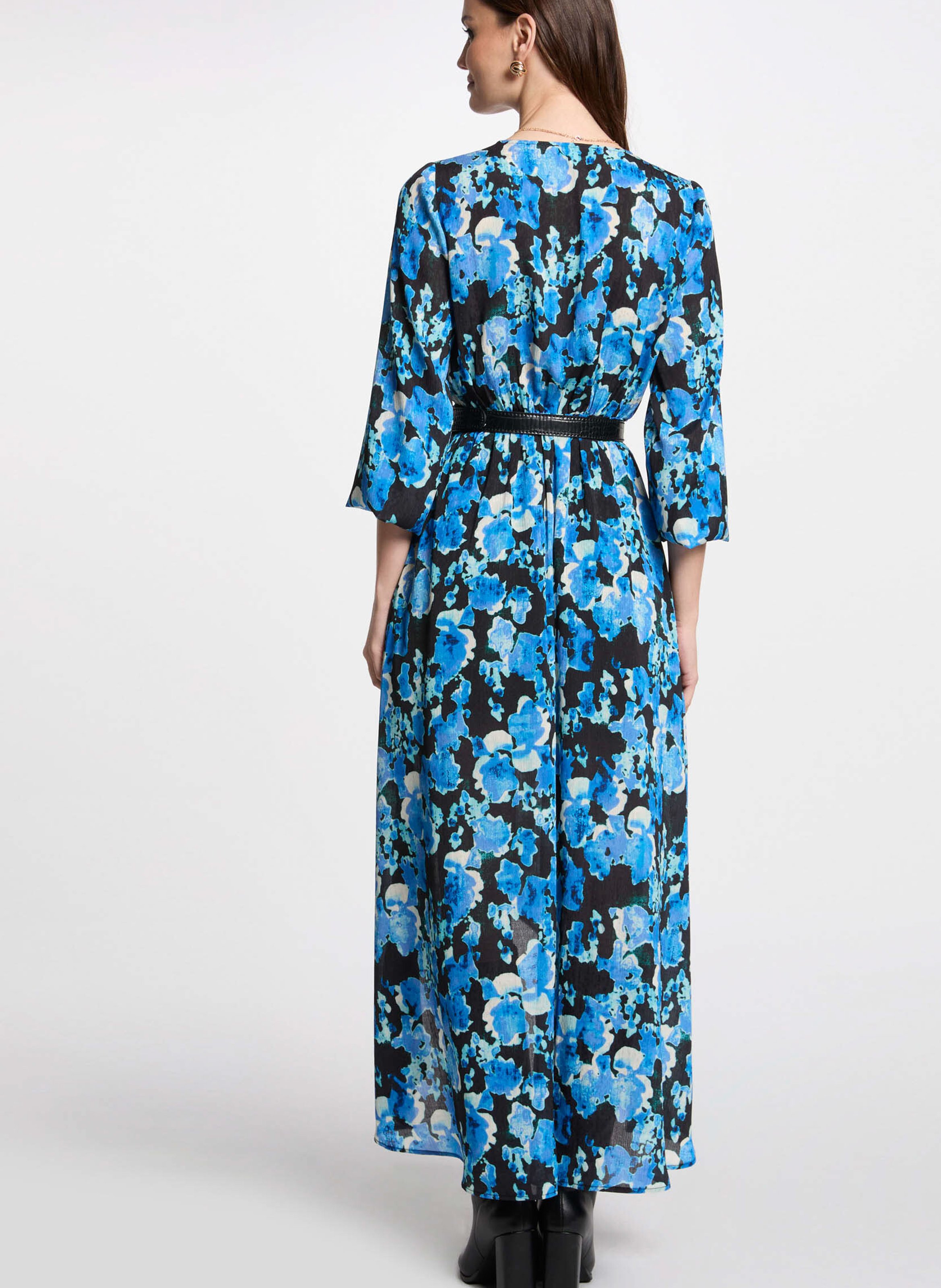 Robe longue cintrée imprimée MORGAN Bleu