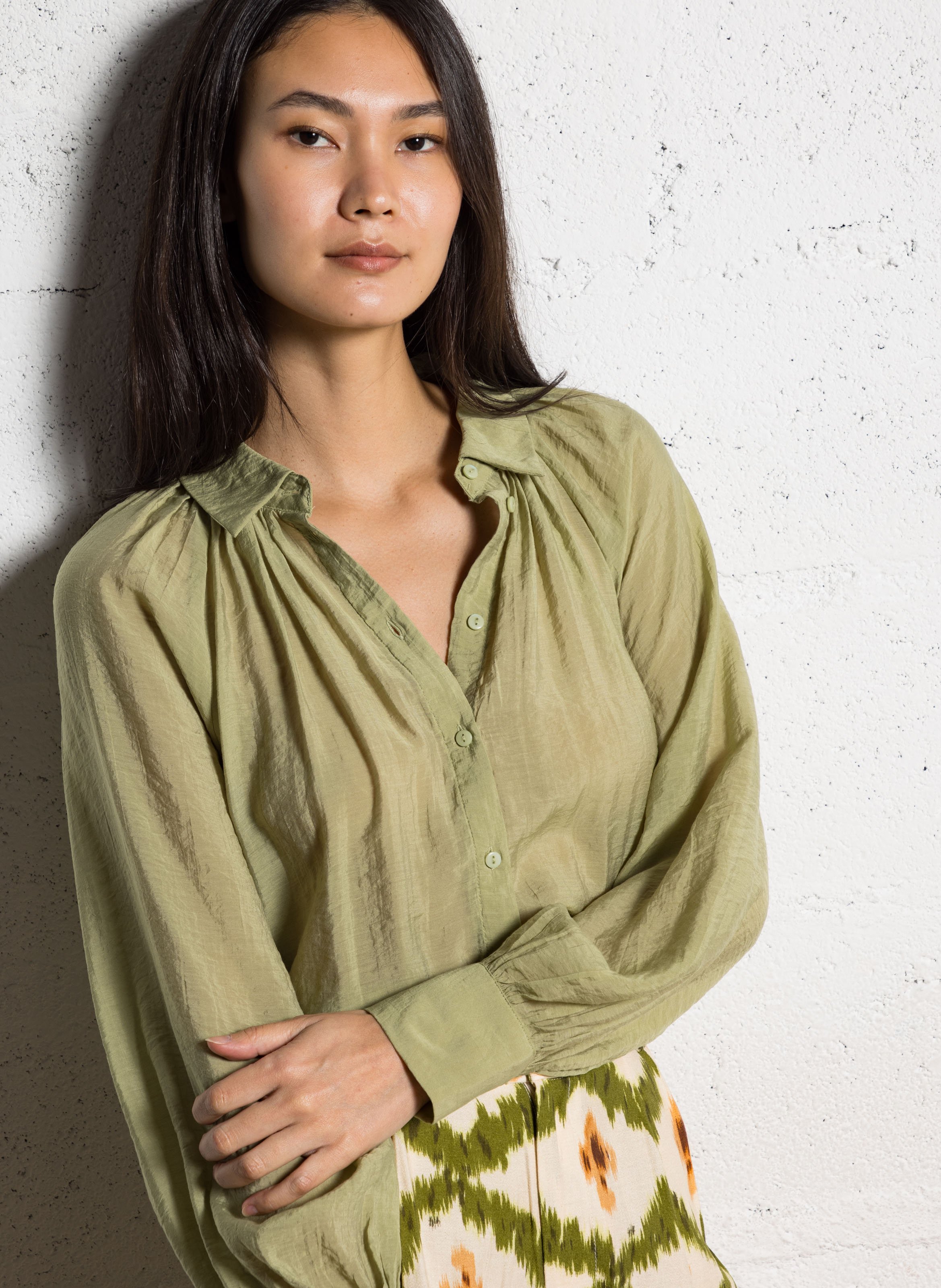 Pleated oversized shirt VILA Green