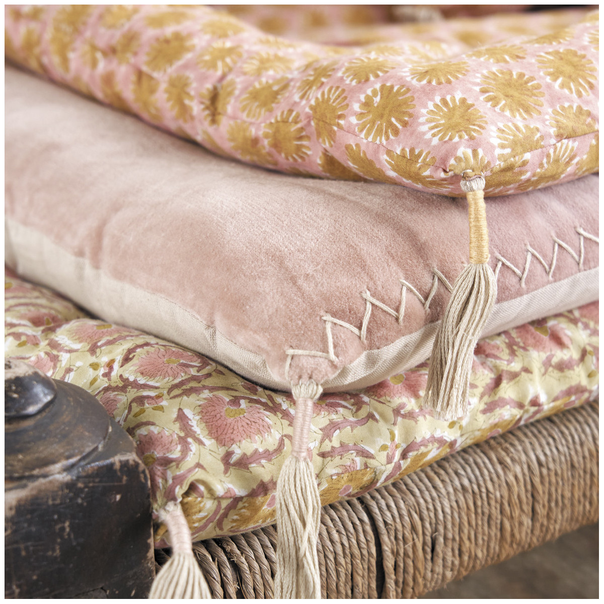 Futon cotton flora - 180 x 80 cm - pink BLANC D'IVOIRE Pink