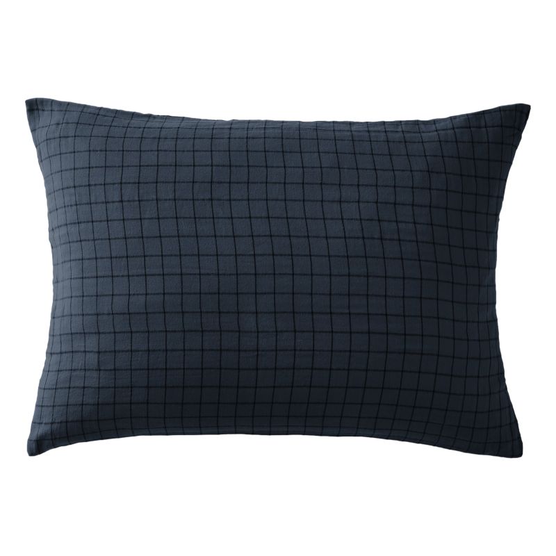 Cotton percale pillow case L'EFFET PAPILLON Blue