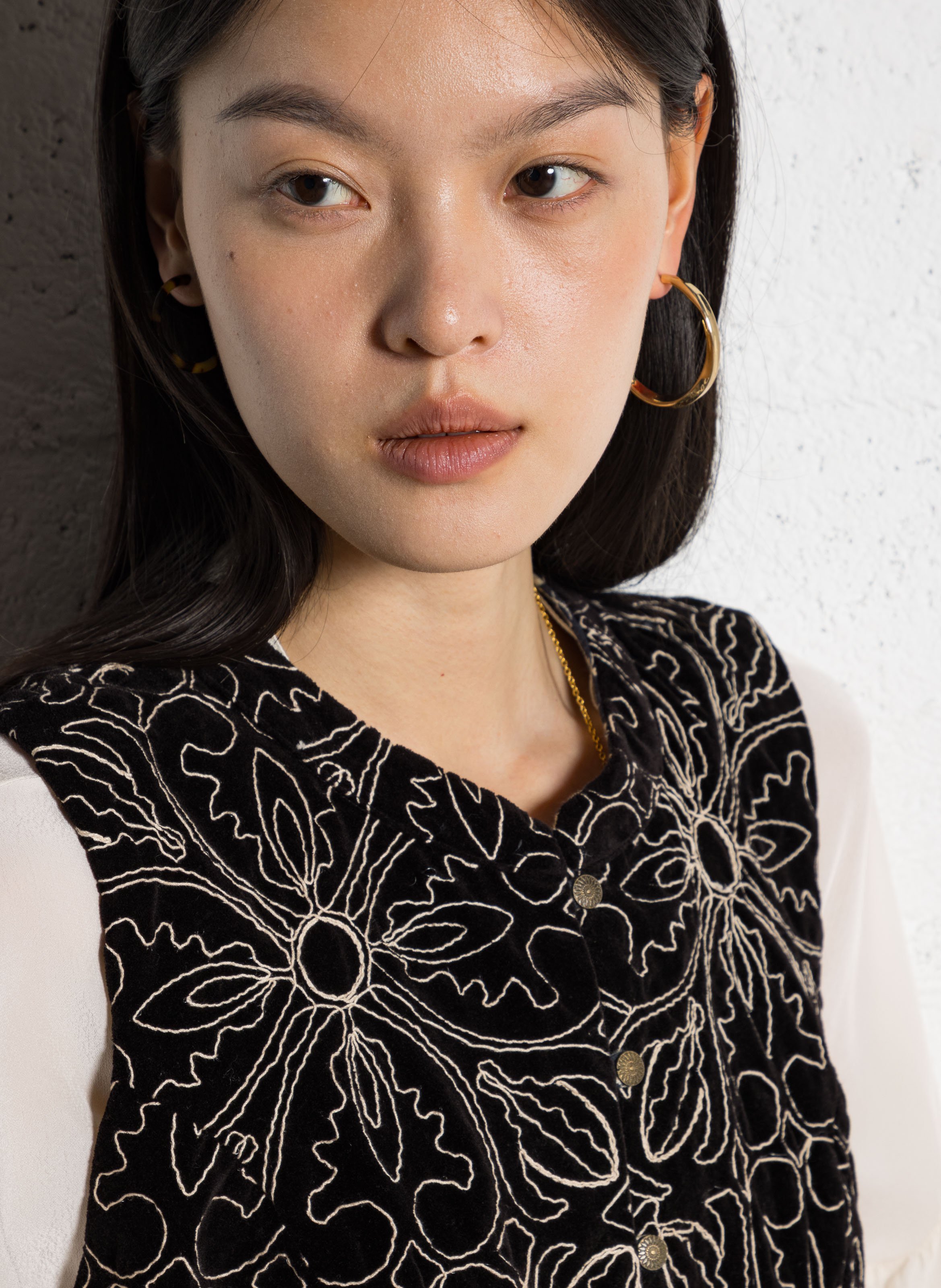 Veste col rond en coton MAISON HOTEL Noir