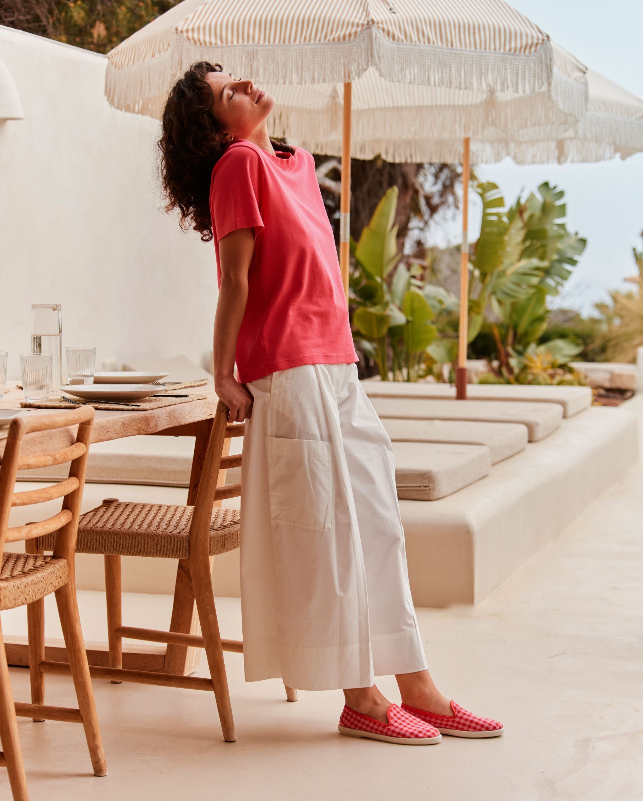 Women's gingham slippers, red-pink ANGARDE Red