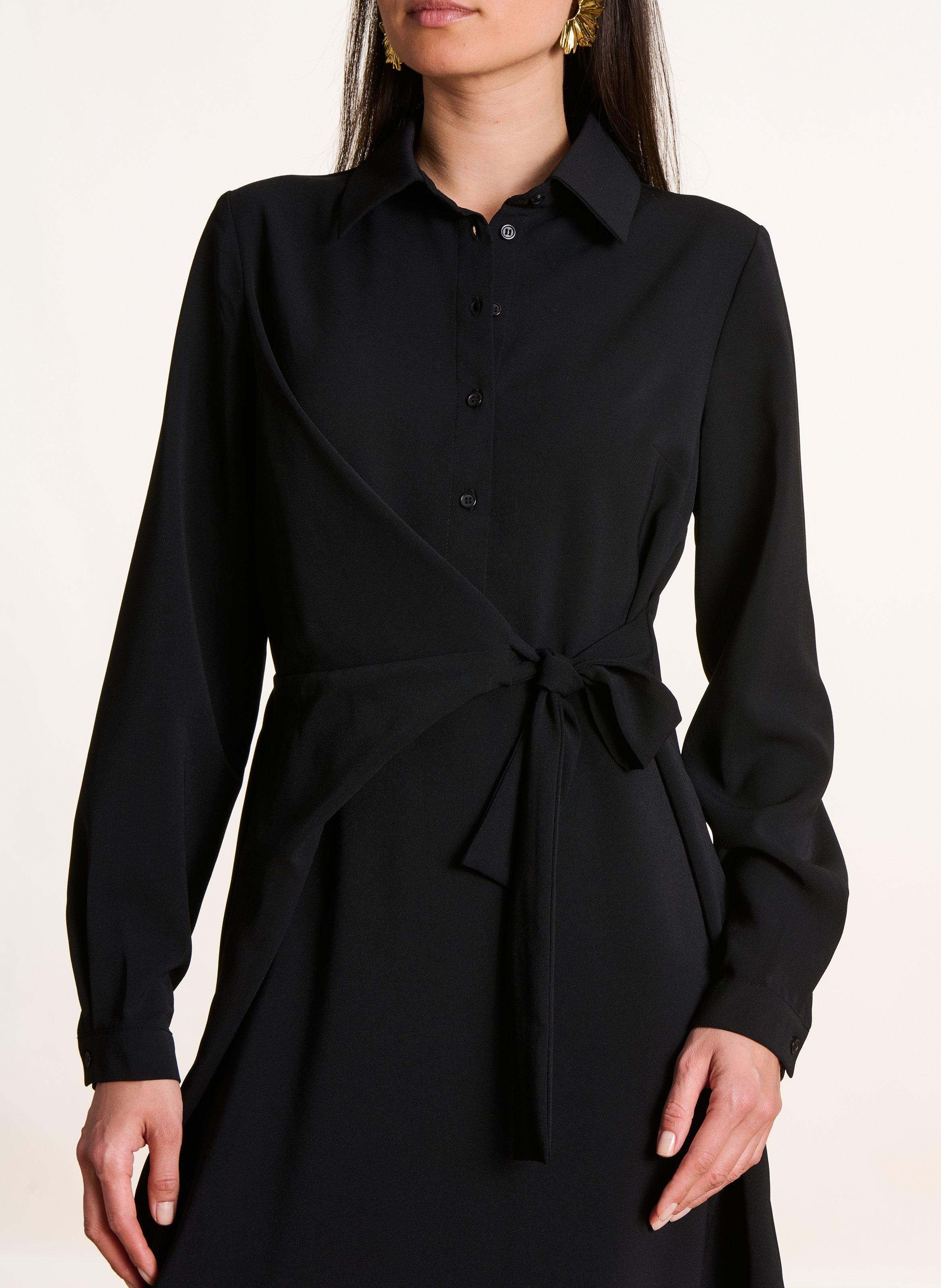 Short fitted dress with classic collar LA FEE MARABOUTEE Black