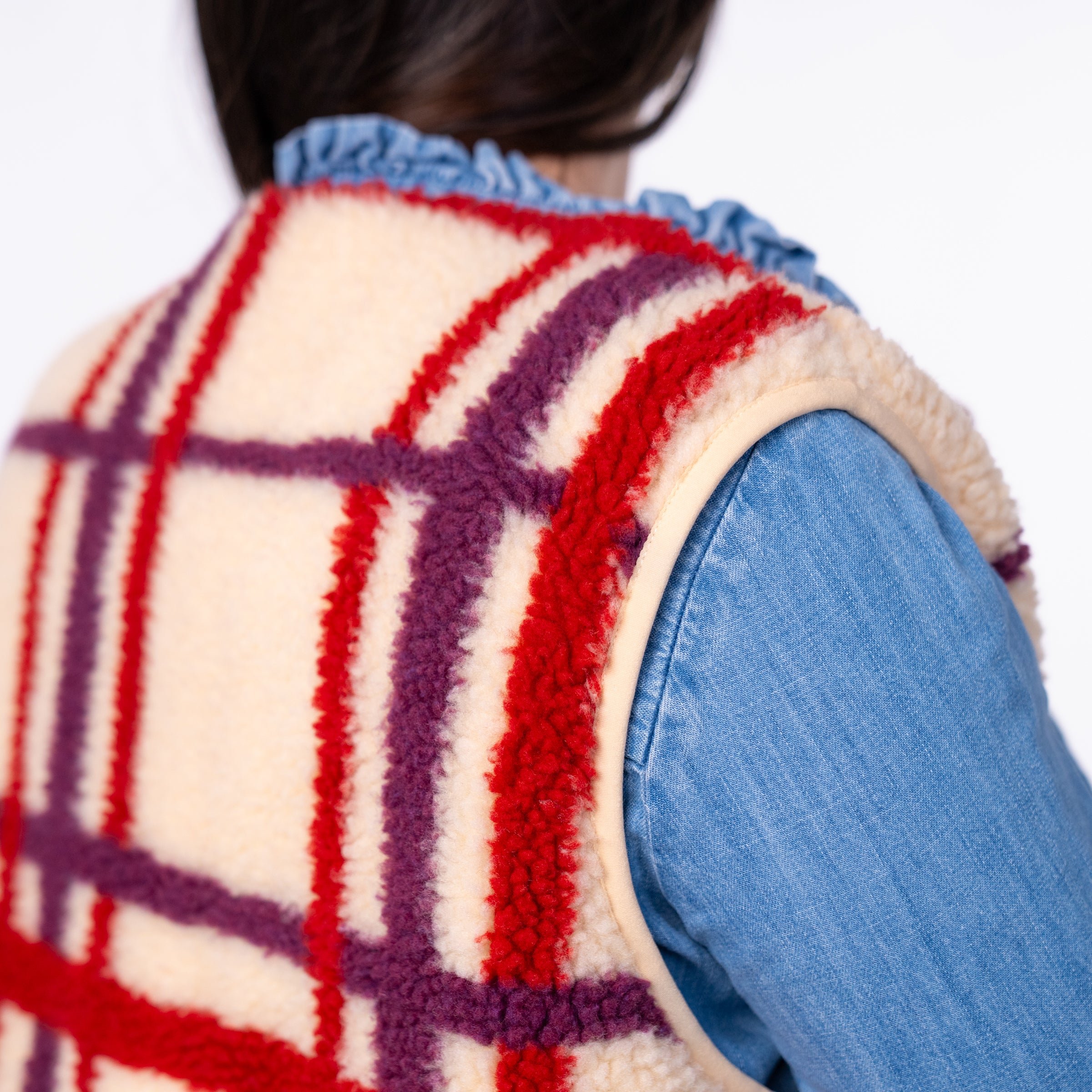 Sleeveless Sherpa Zip-Up Vest BILLYBELT Beige