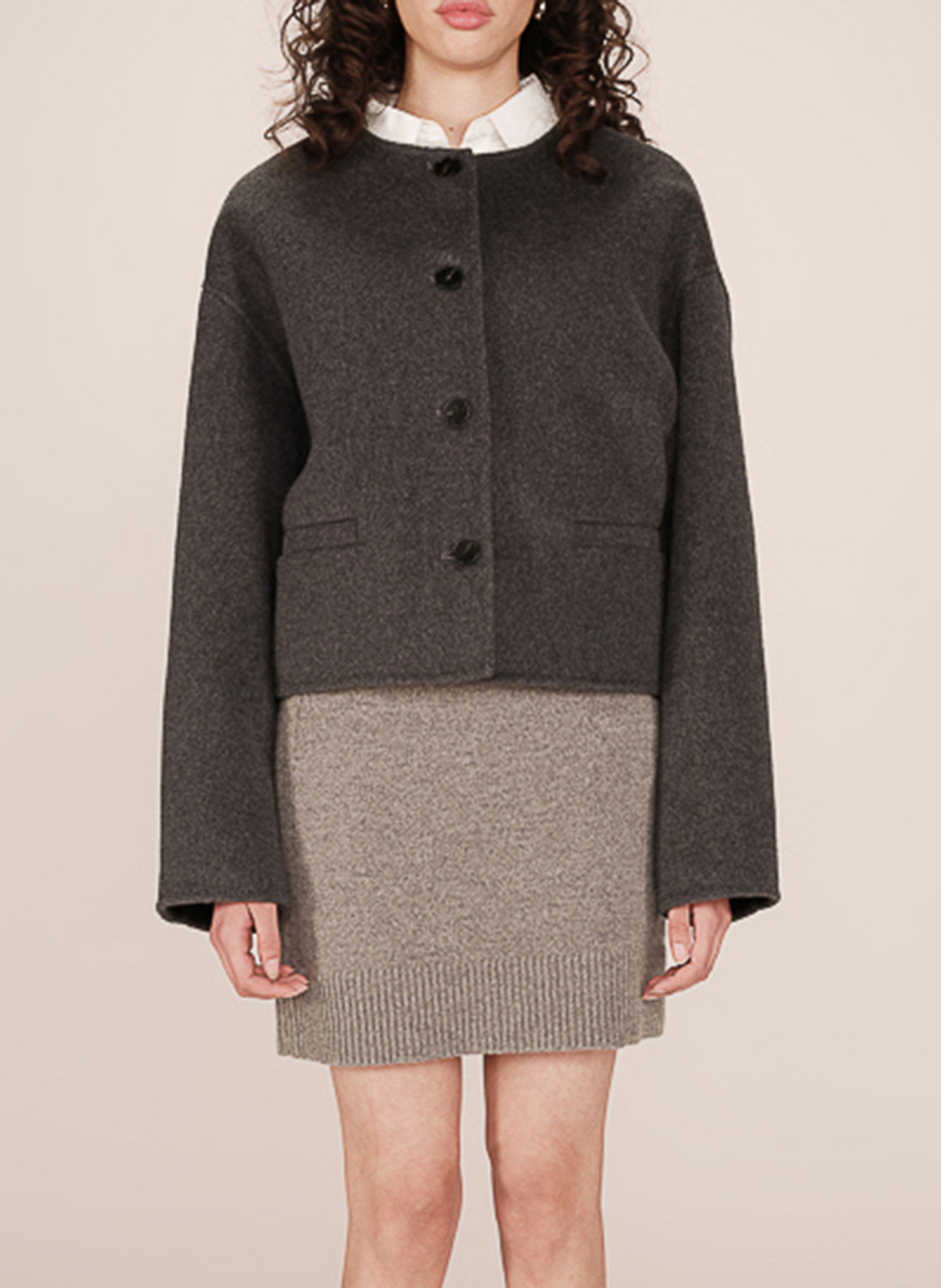 Vest met ronde hals - wolblend GRACE ET MILA Grijs