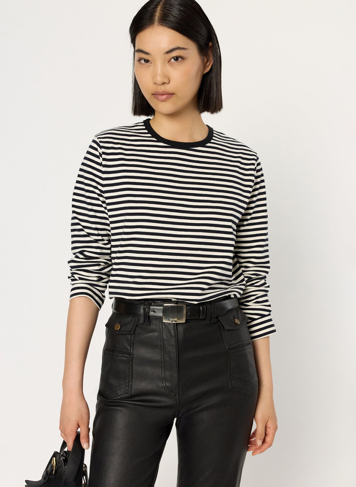 Tee-shirt col rond rayé en coton GERARD DAREL Beige