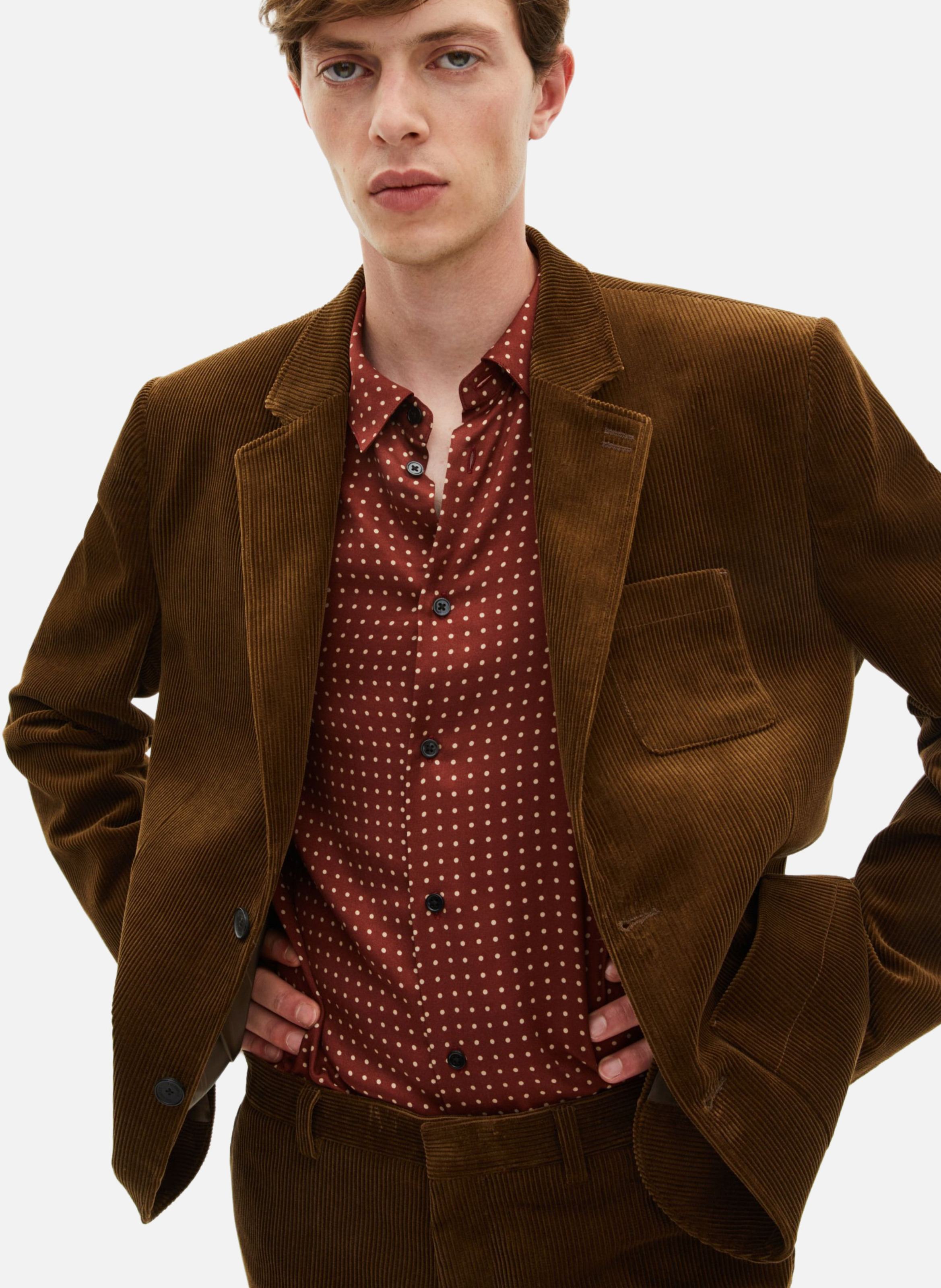 Corduroy suit jacket THE KOOPLES Brown