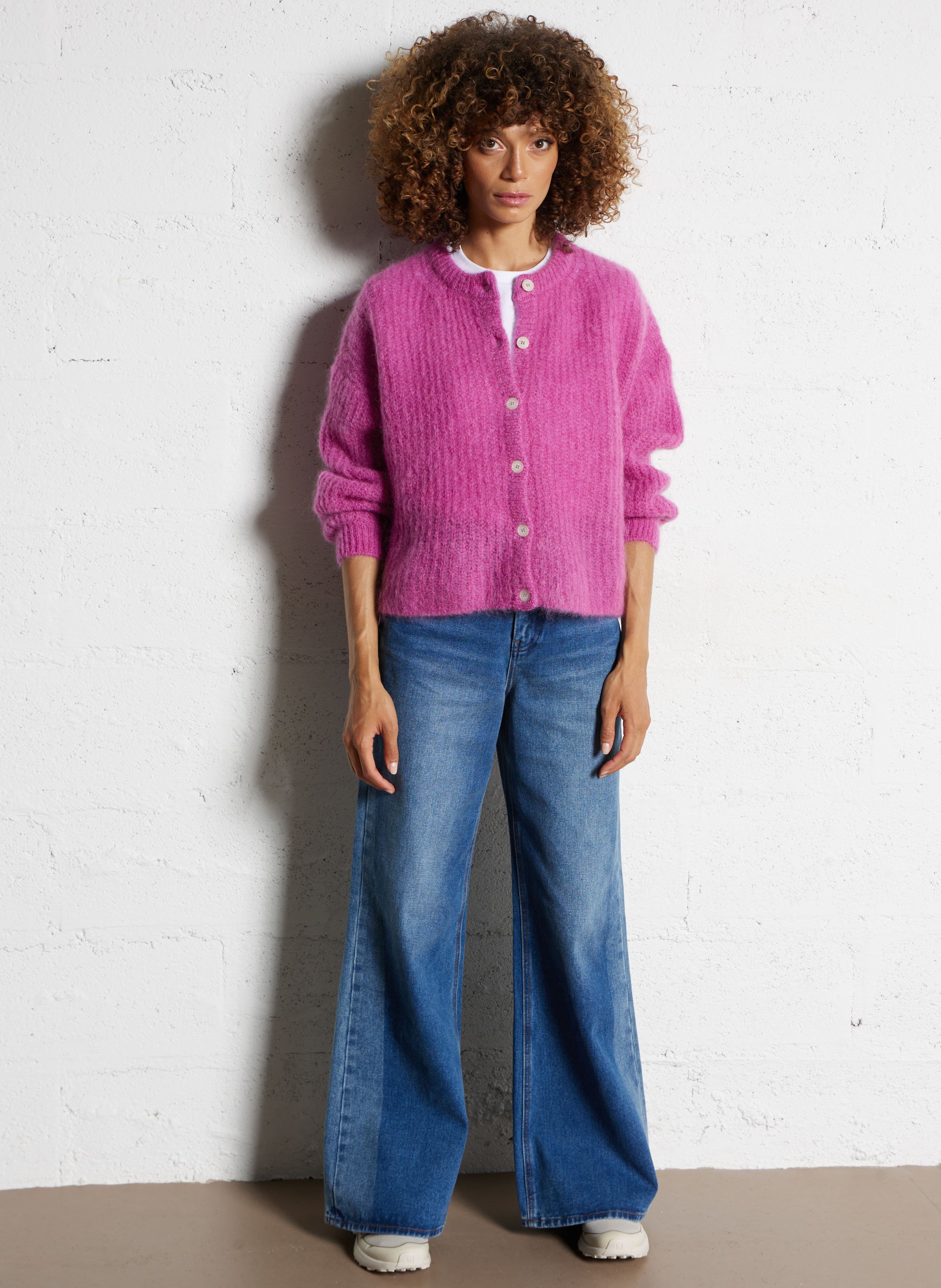 Oversized fluffy wool blend vest DES PETITS HAUTS Pink