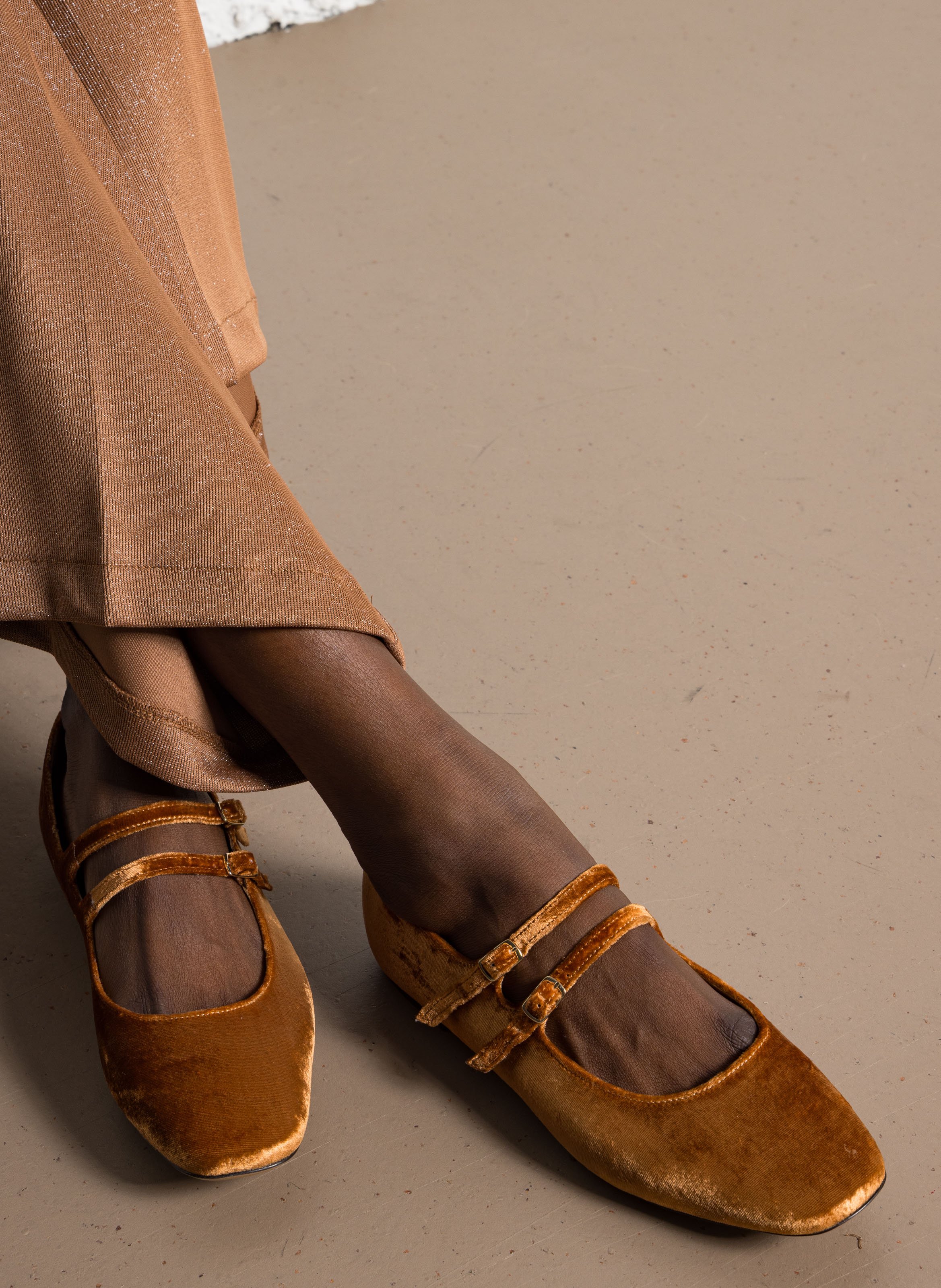 Silk ballerina flats RIVECOUR Brown